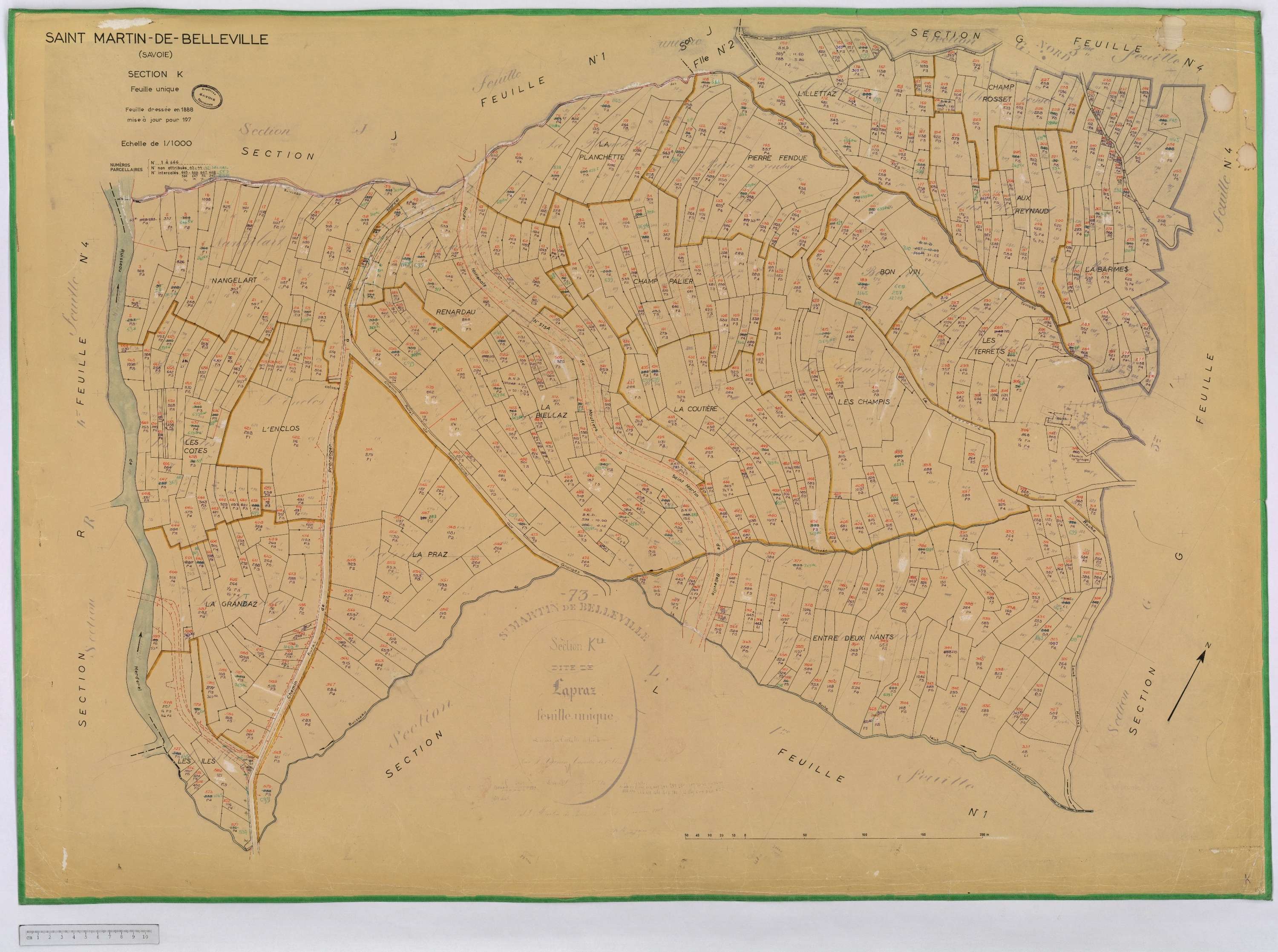 Saint-Martin-de-Belleville - Cadastre rénové, section A à P [1971] et remembré.