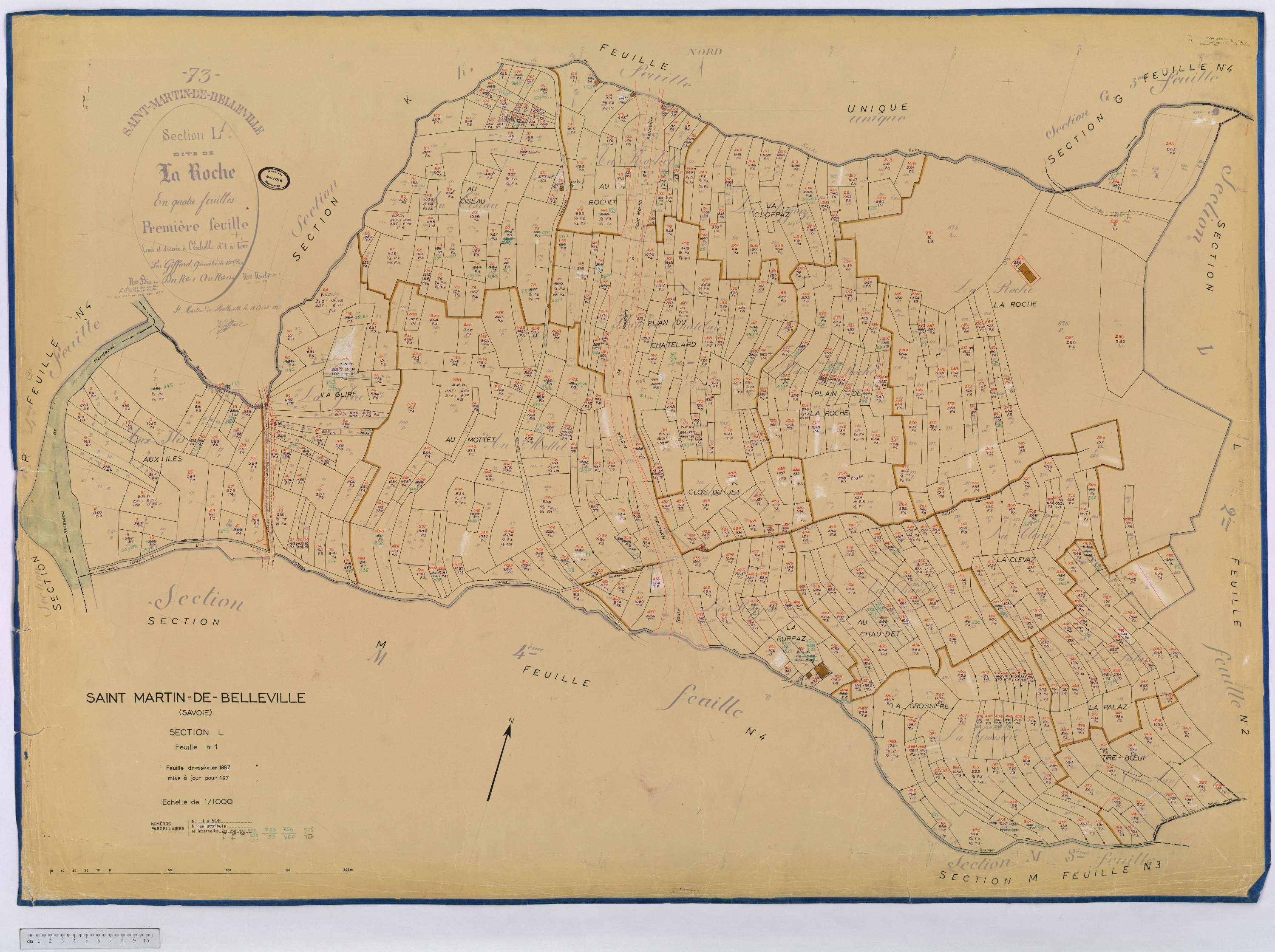 Saint-Martin-de-Belleville - Cadastre rénové, section A à P [1971] et remembré.