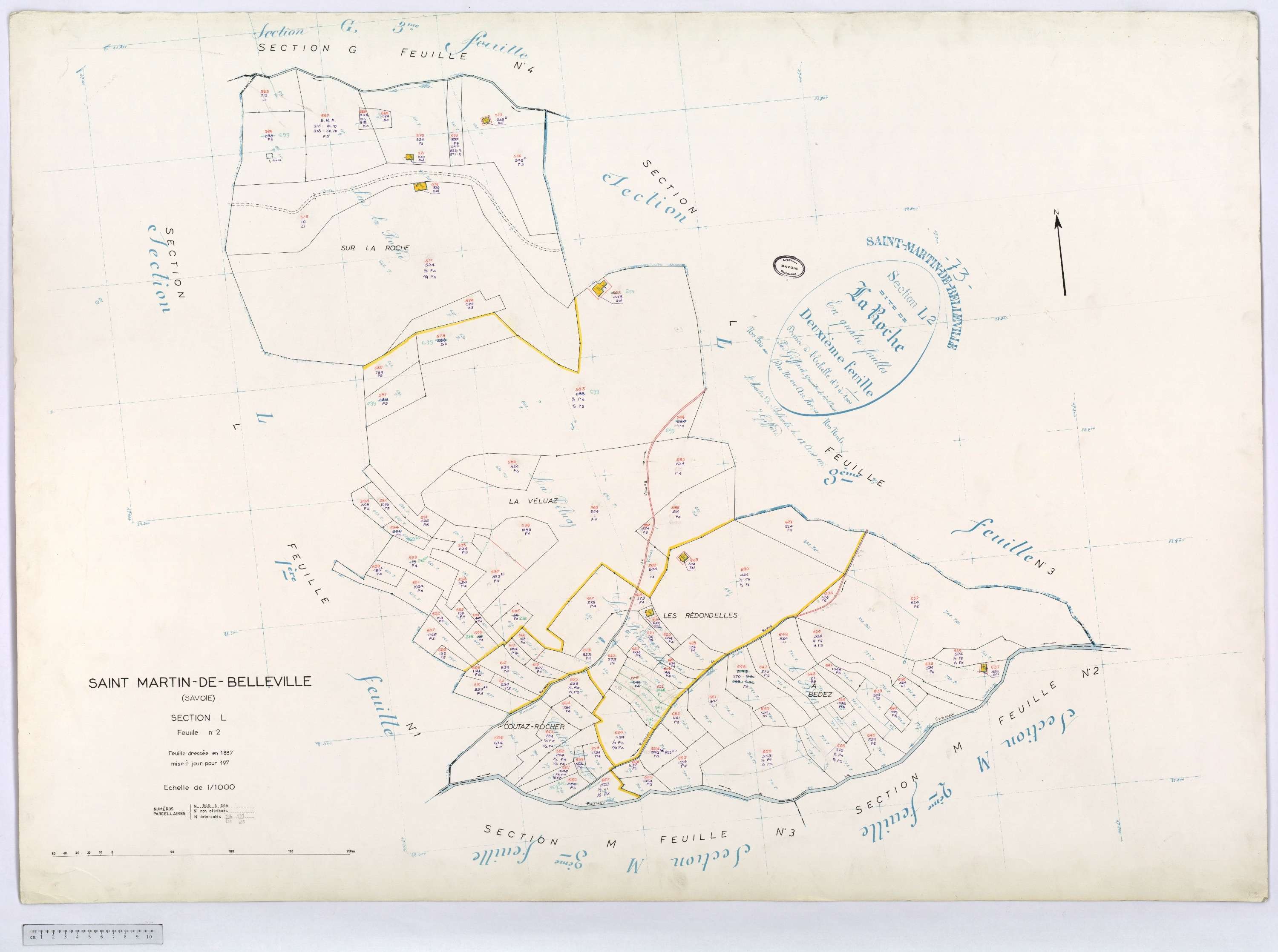 Saint-Martin-de-Belleville - Cadastre rénové, section A à P [1971] et remembré.