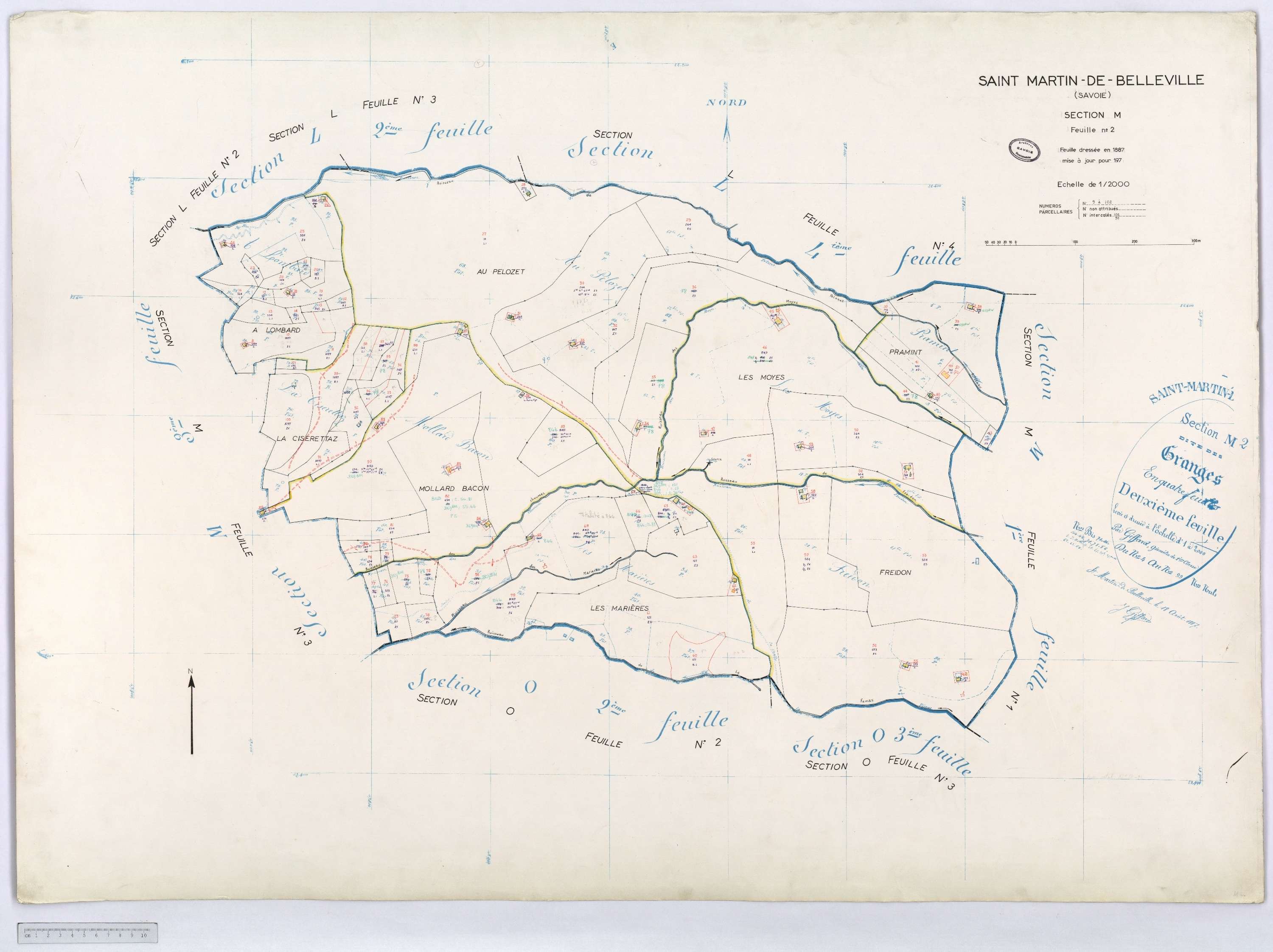 Saint-Martin-de-Belleville - Cadastre rénové, section A à P [1971] et remembré.