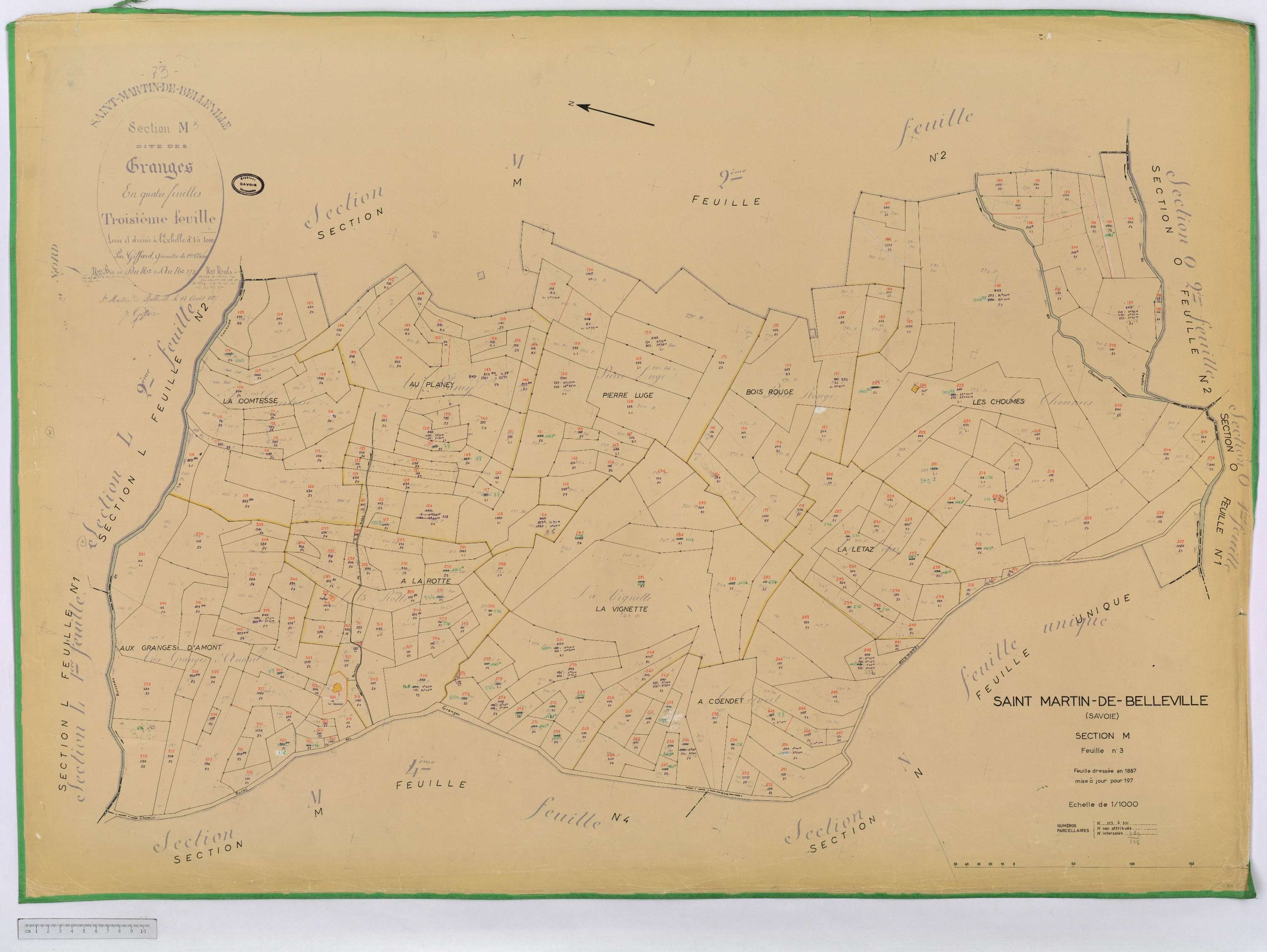 Saint-Martin-de-Belleville - Cadastre rénové, section A à P [1971] et remembré.