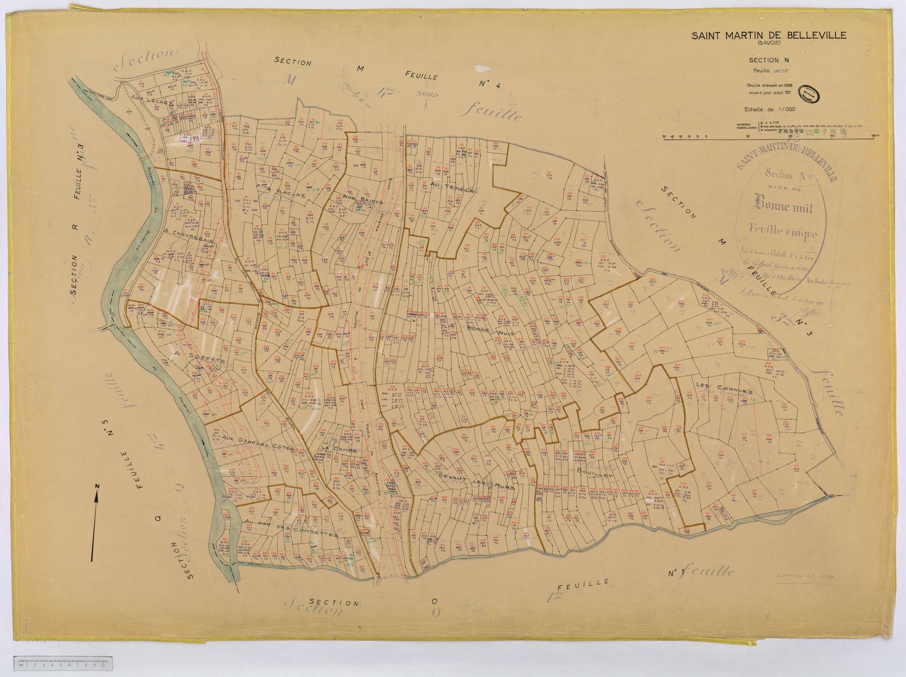 Saint-Martin-de-Belleville - Cadastre rénové, section A à P [1971] et remembré.