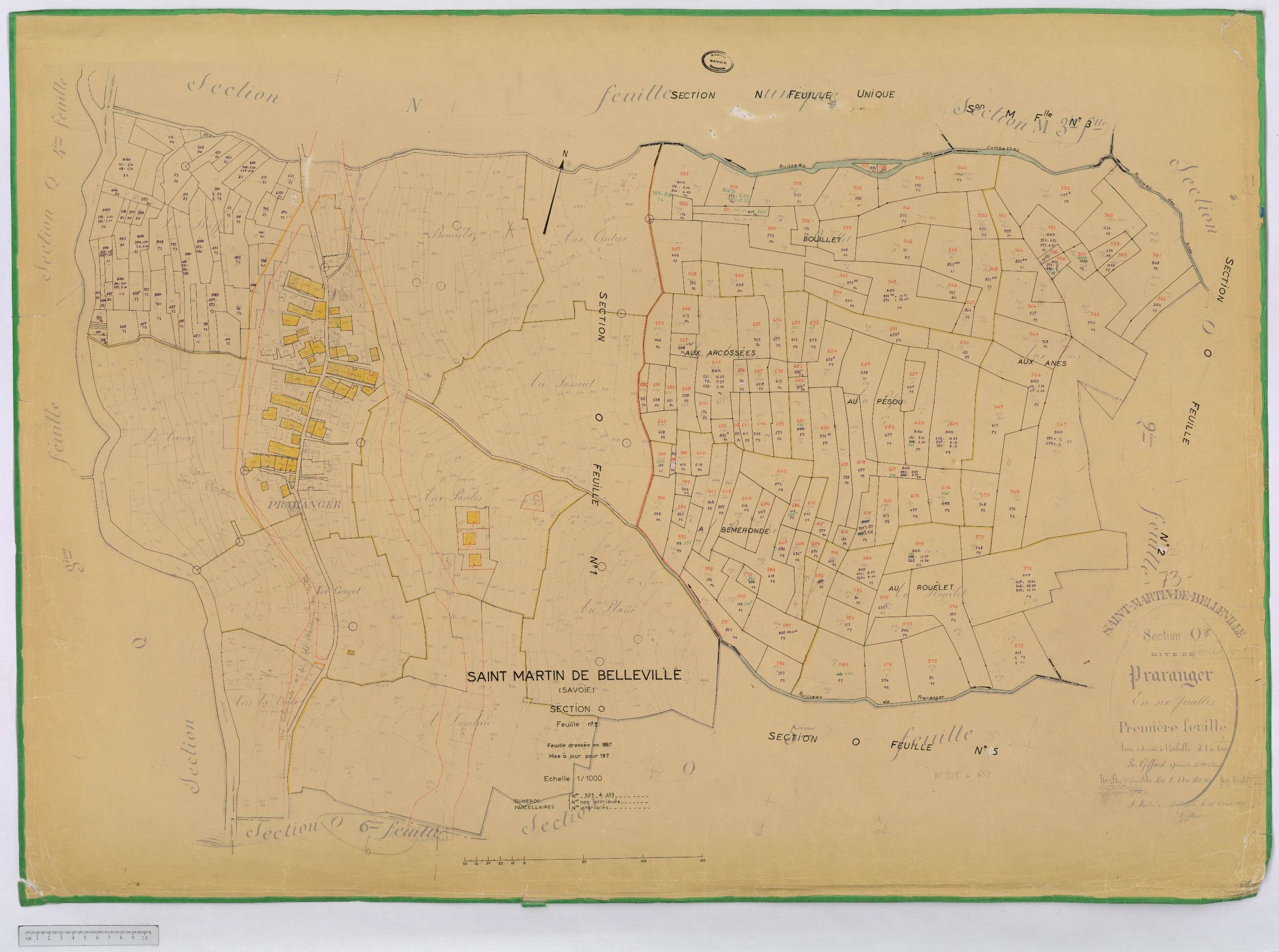 Saint-Martin-de-Belleville - Cadastre rénové, section A à P [1971] et remembré.