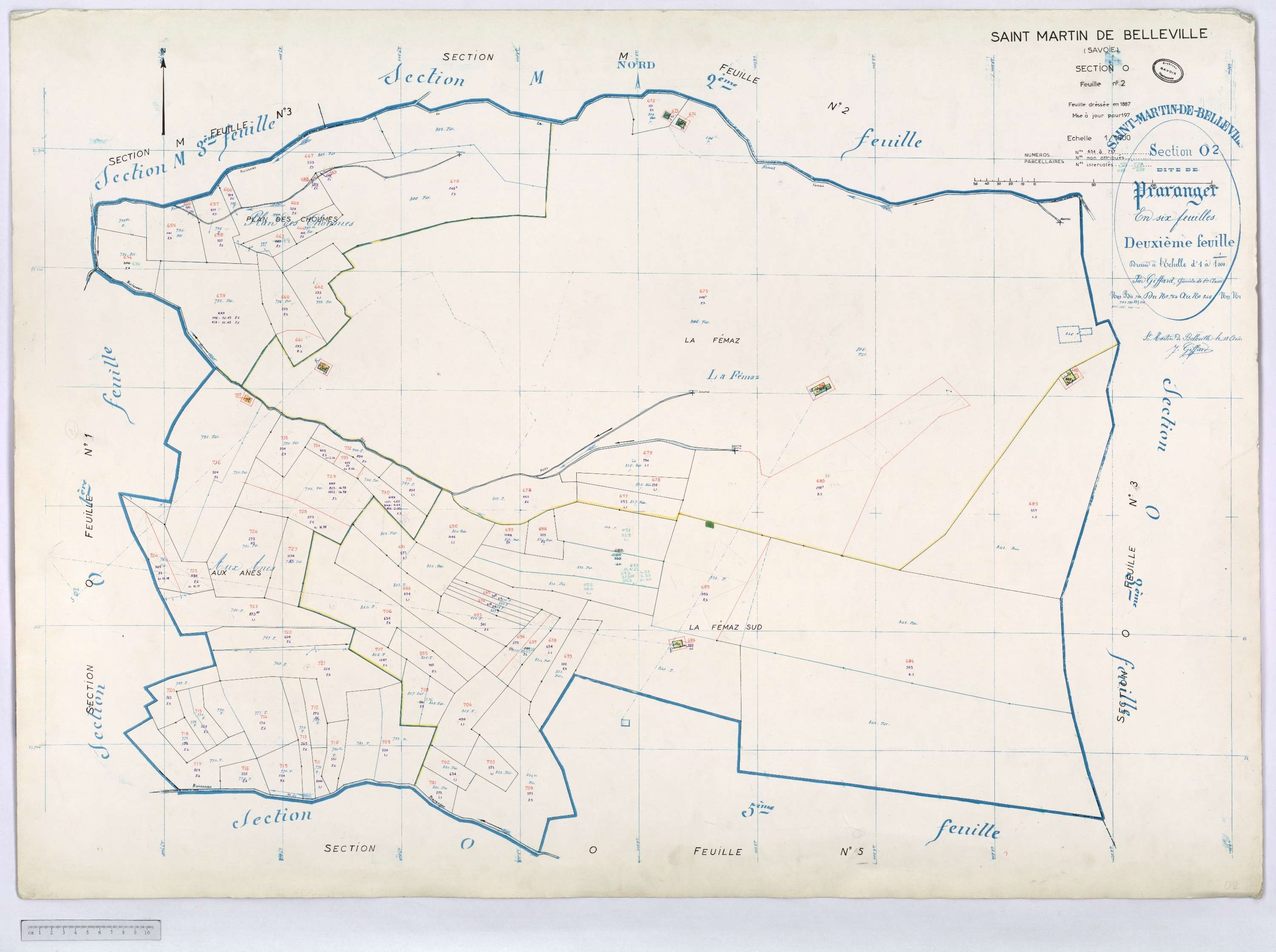 Saint-Martin-de-Belleville - Cadastre rénové, section A à P [1971] et remembré.