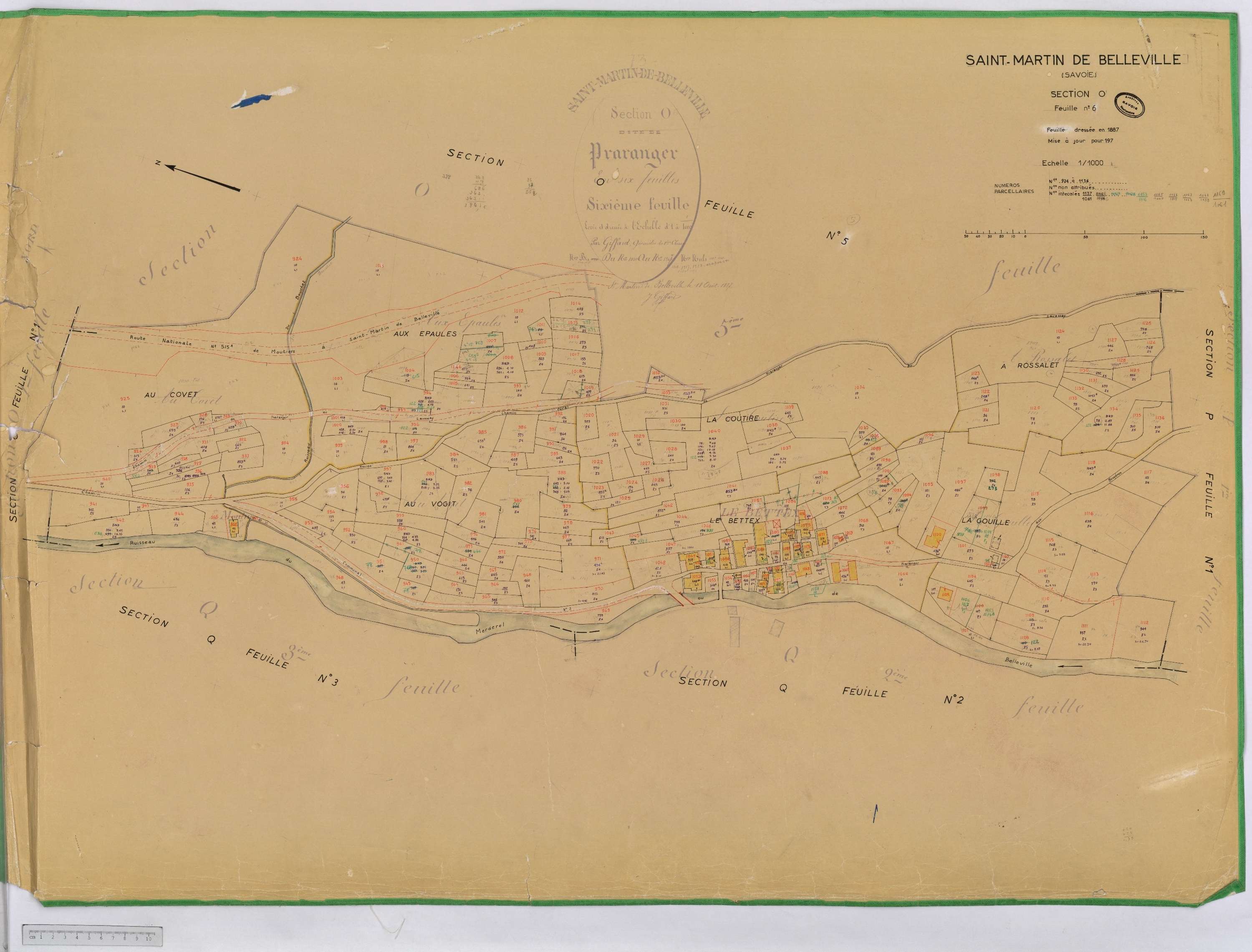 Saint-Martin-de-Belleville - Cadastre rénové, section A à P [1971] et remembré.