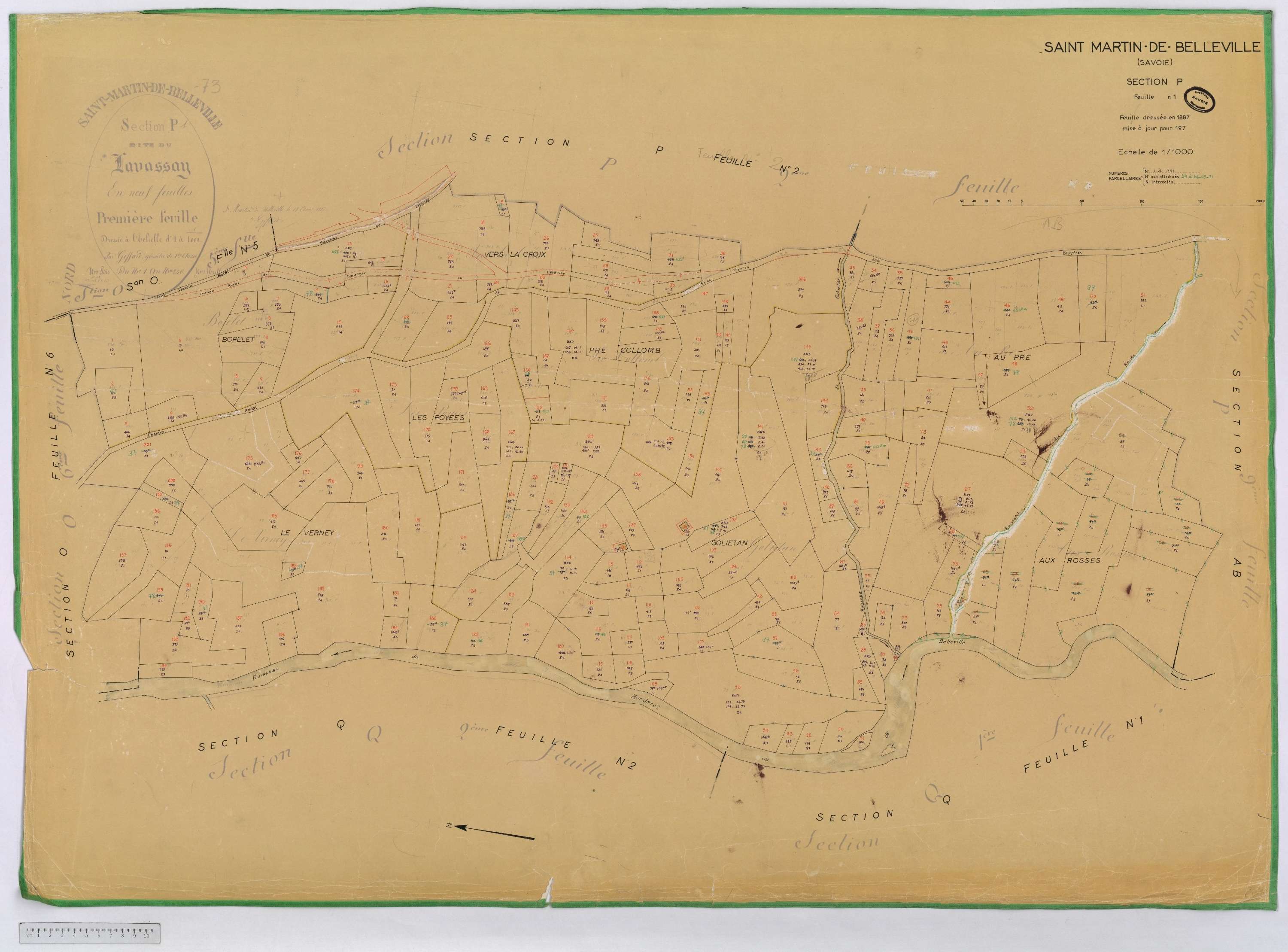 Saint-Martin-de-Belleville - Cadastre rénové, section A à P [1971] et remembré.