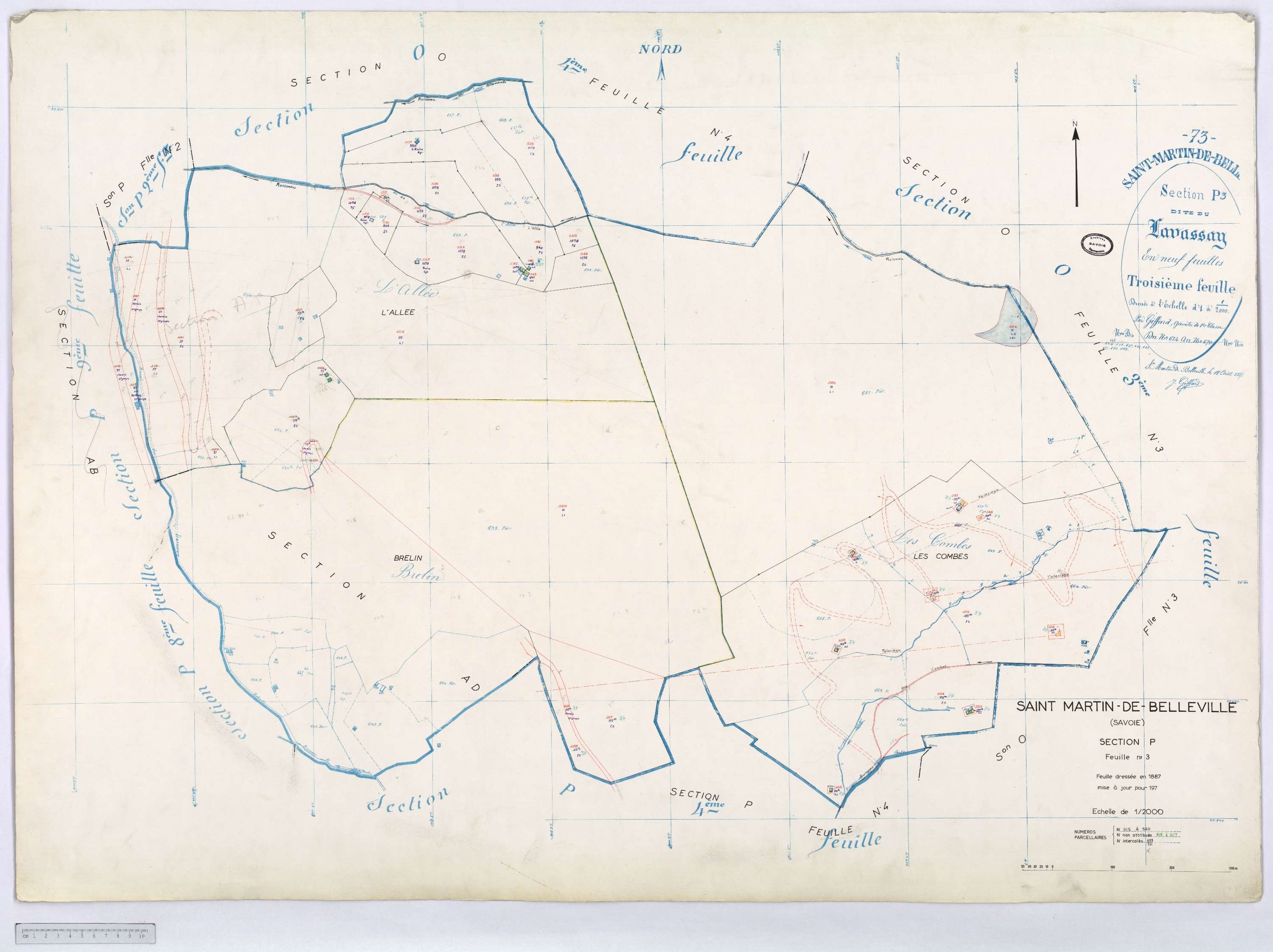 Saint-Martin-de-Belleville - Cadastre rénové, section A à P [1971] et remembré.