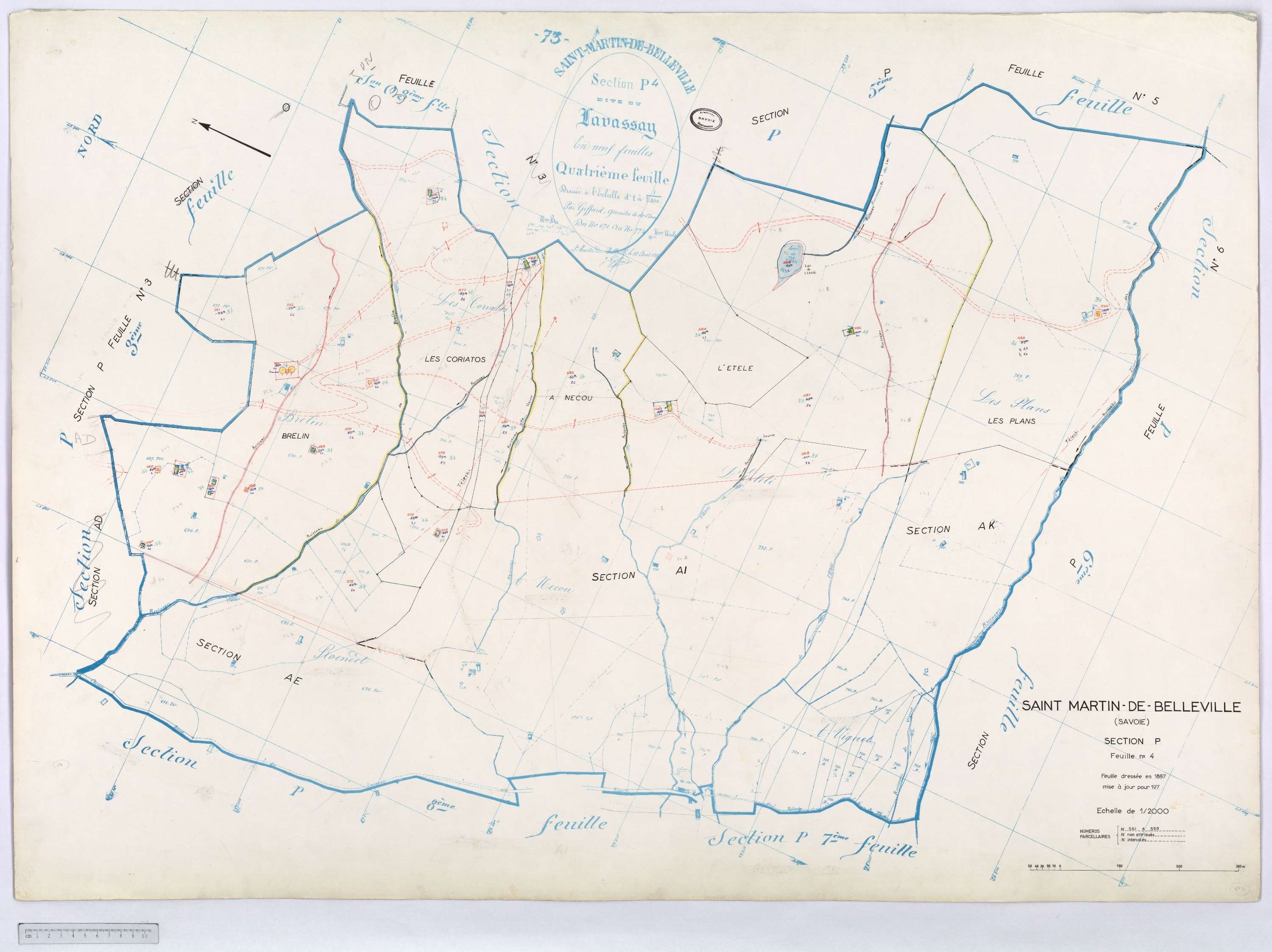 Saint-Martin-de-Belleville - Cadastre rénové, section A à P [1971] et remembré.