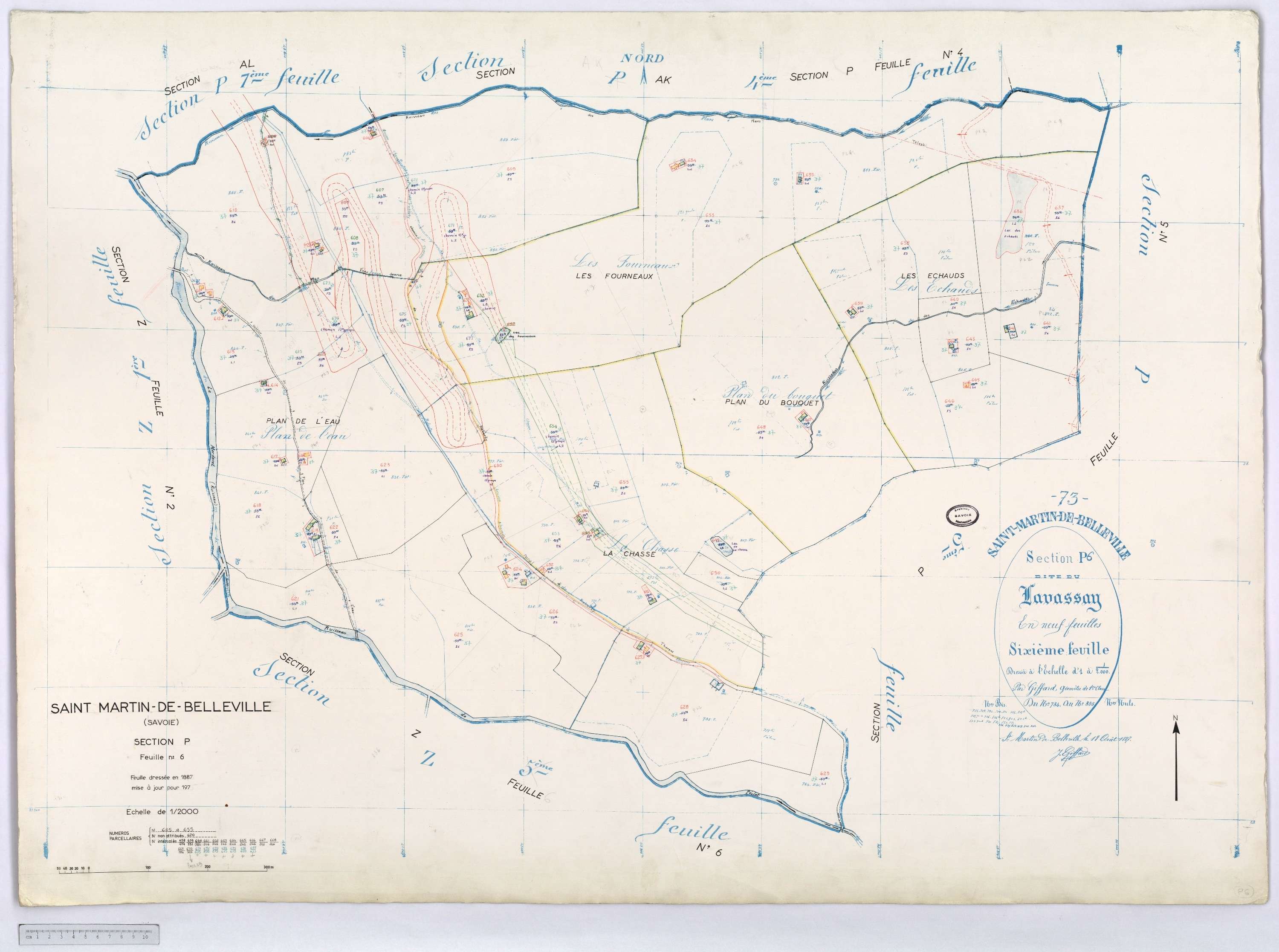 Saint-Martin-de-Belleville - Cadastre rénové, section A à P [1971] et remembré.