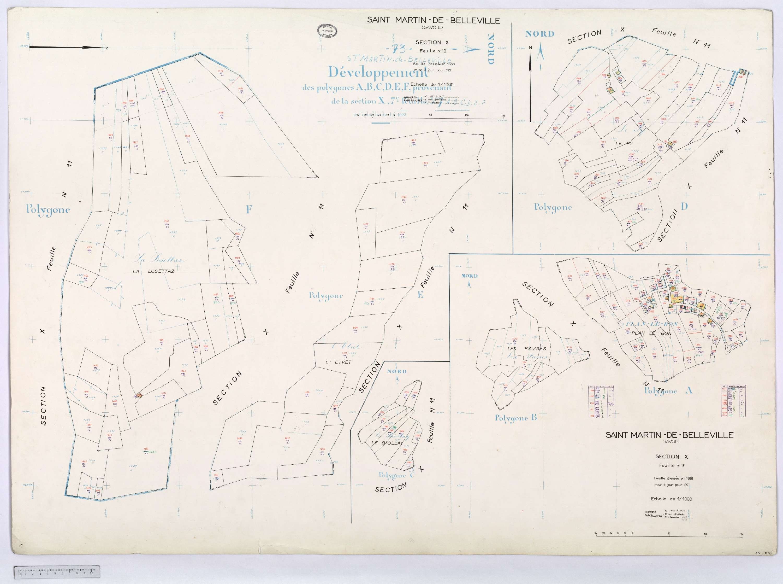Saint-Martin-de-Belleville - Cadastre rénové, section Q à Z [1971].