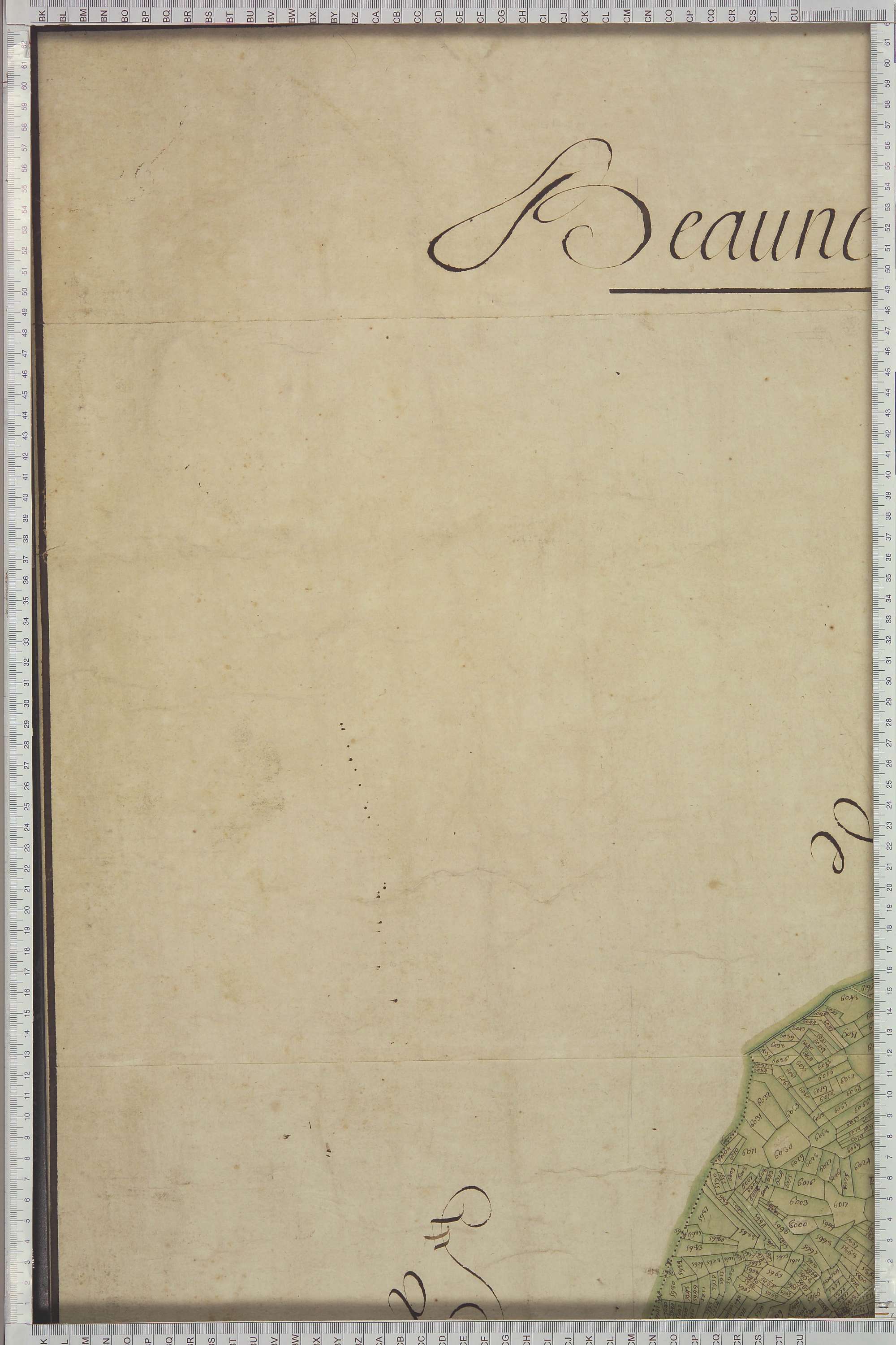 Saint-Michel-de-Maurienne - Copie de la mappe originale (plan cadastral) de la commune de Beaune. Signée Cocelli, directeur du bureau de la péréquation.
