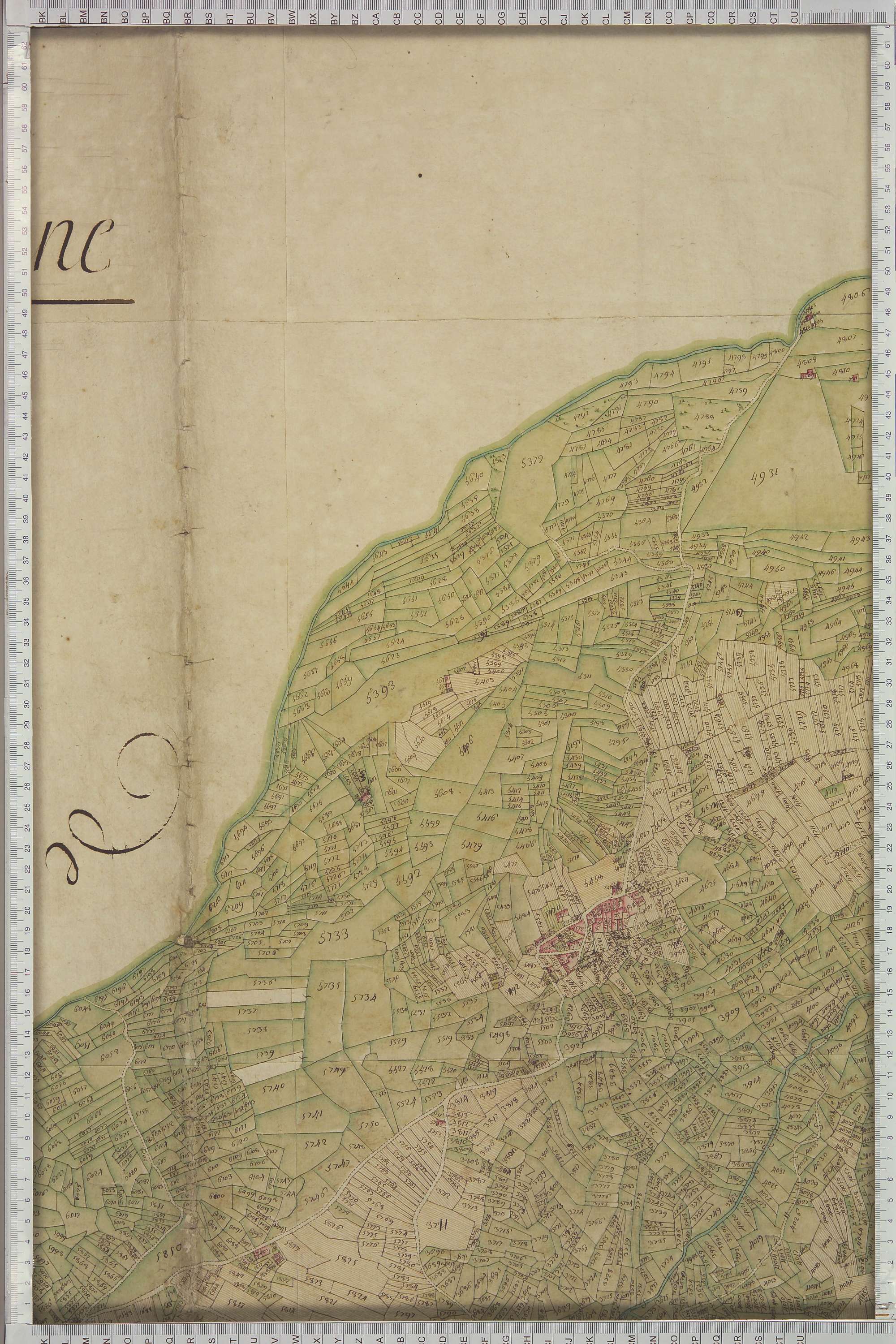 Saint-Michel-de-Maurienne - Copie de la mappe originale (plan cadastral) de la commune de Beaune. Signée Cocelli, directeur du bureau de la péréquation.