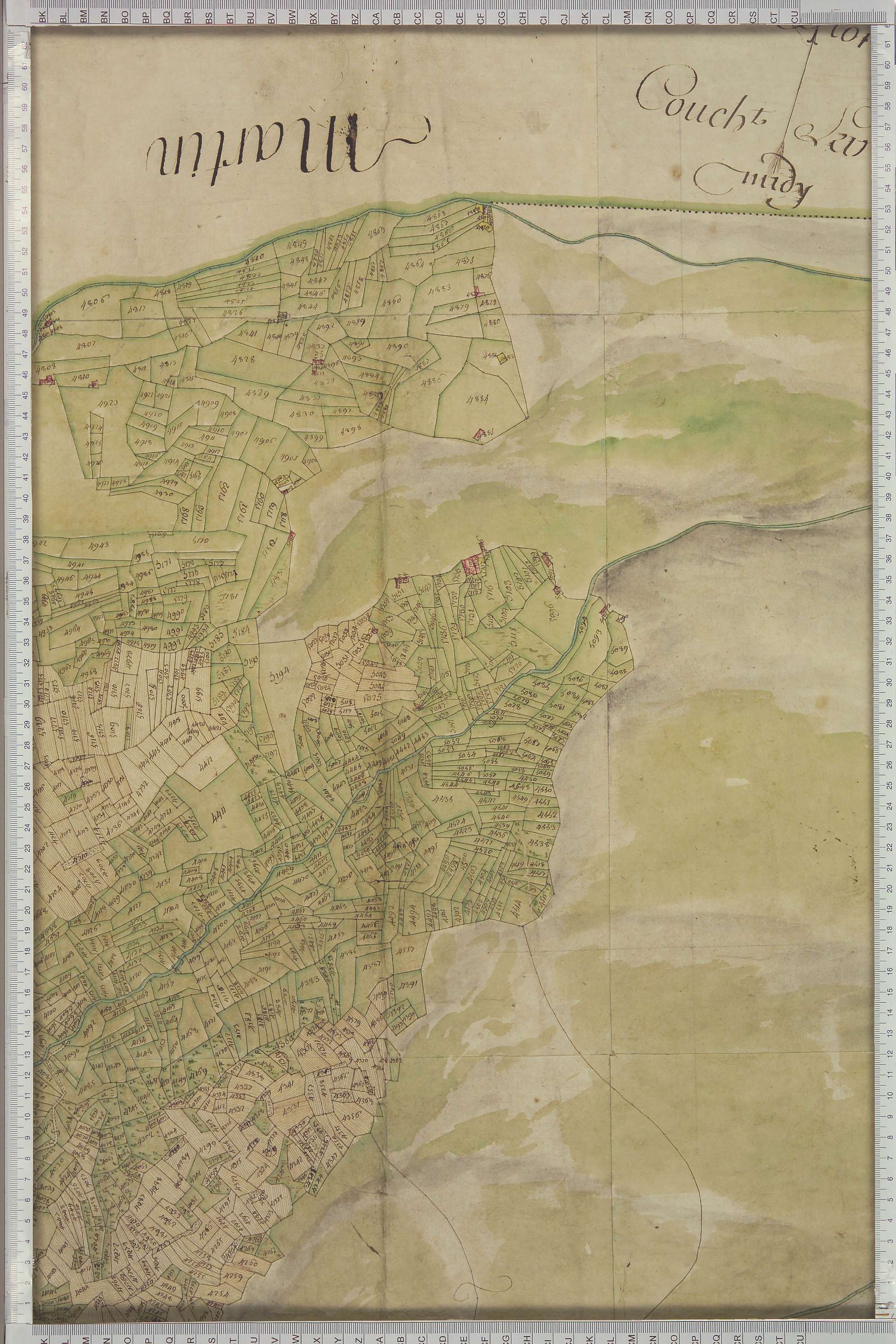 Saint-Michel-de-Maurienne - Copie de la mappe originale (plan cadastral) de la commune de Beaune. Signée Cocelli, directeur du bureau de la péréquation.