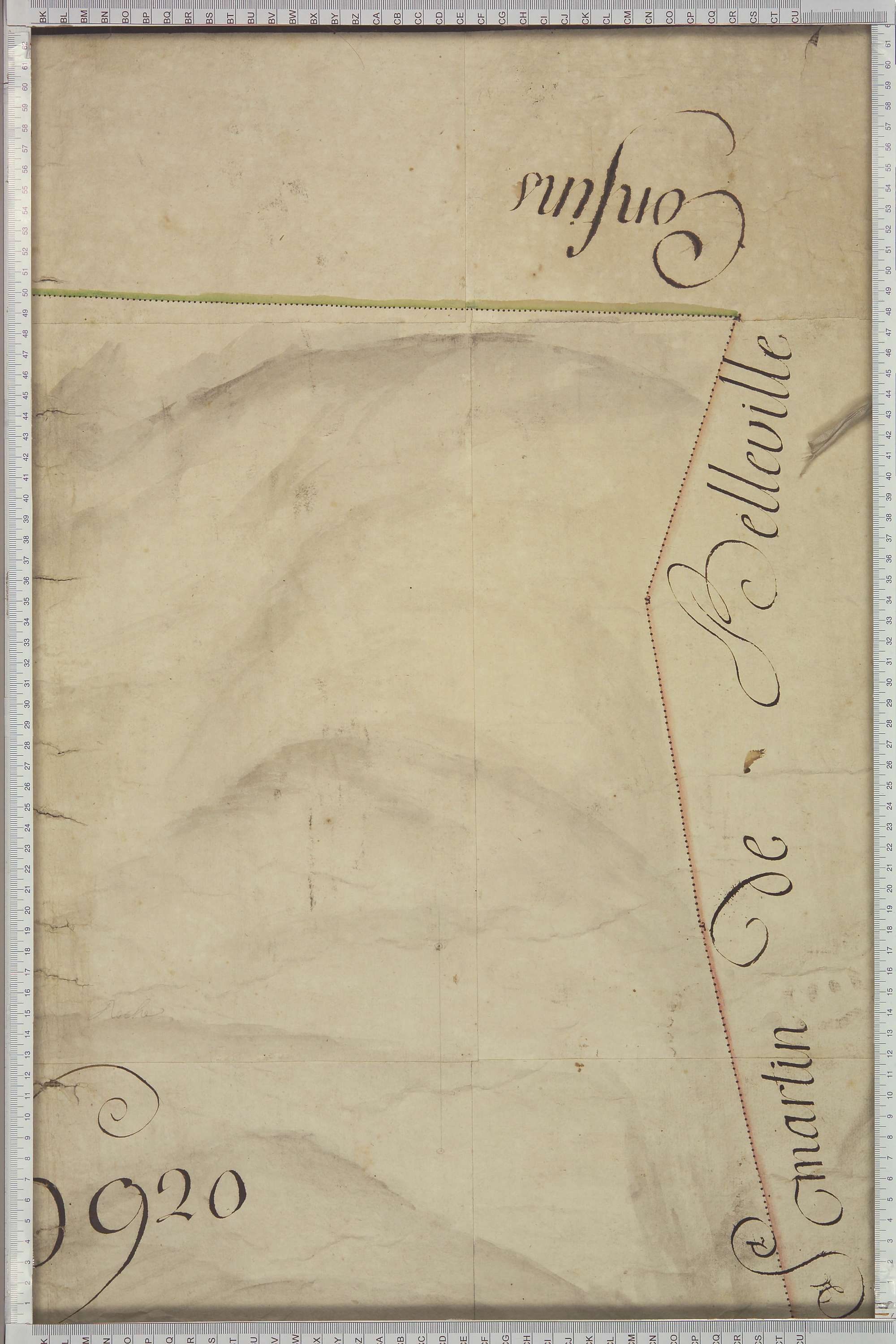 Saint-Michel-de-Maurienne - Copie de la mappe originale (plan cadastral) de la commune de Beaune. Signée Cocelli, directeur du bureau de la péréquation.