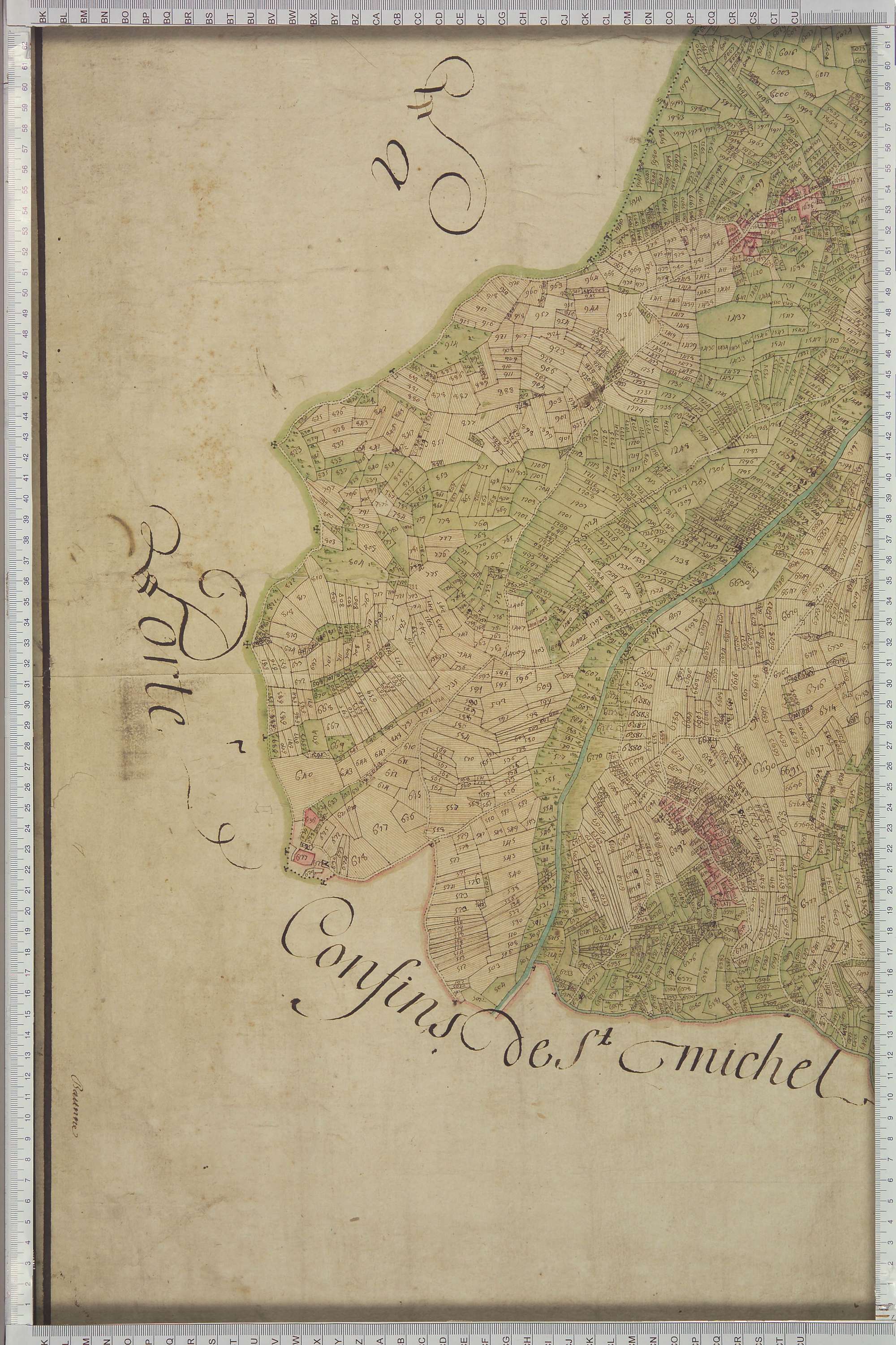 Saint-Michel-de-Maurienne - Copie de la mappe originale (plan cadastral) de la commune de Beaune. Signée Cocelli, directeur du bureau de la péréquation.