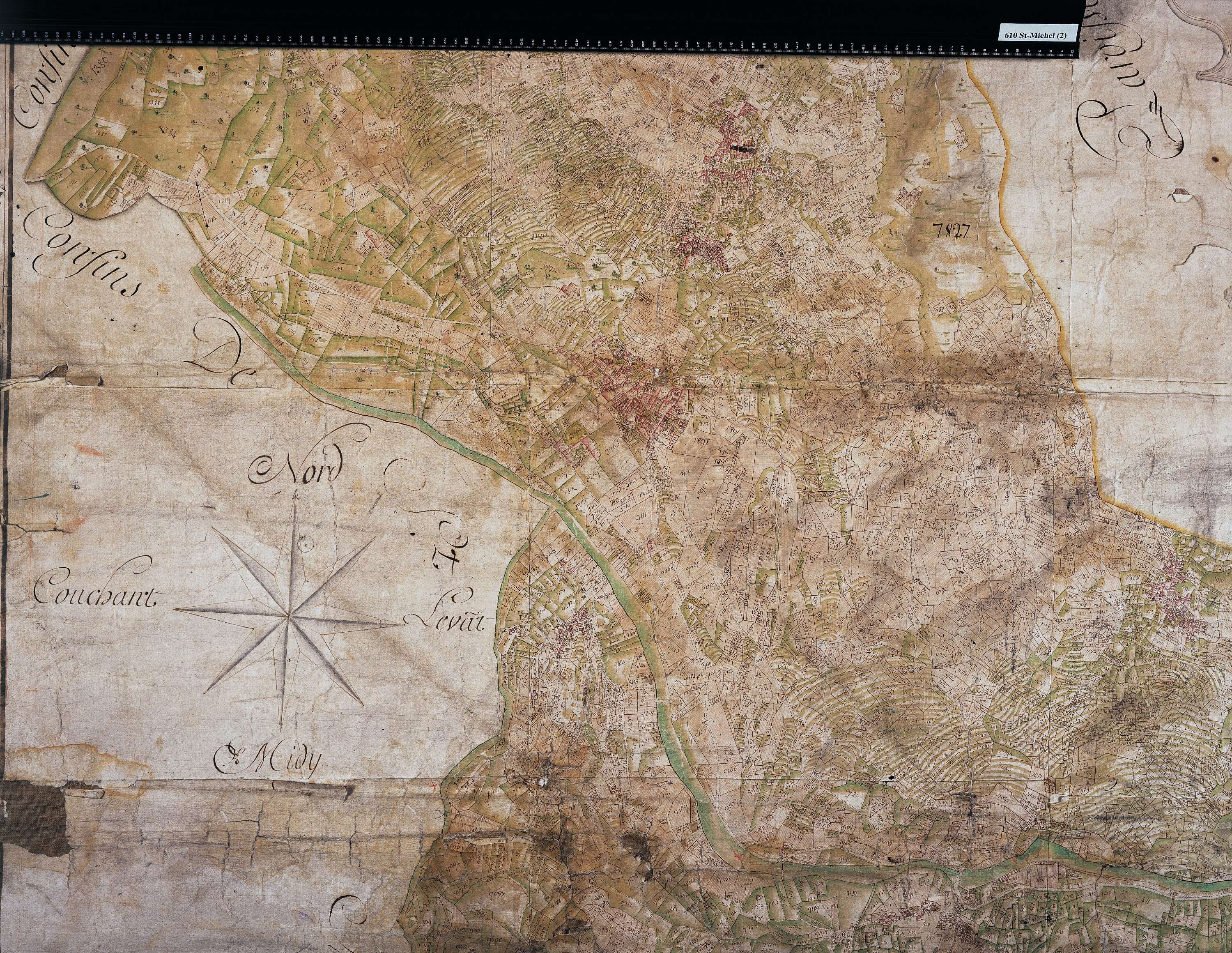 Saint-Michel-de-Maurienne - Copie de la mappe originale (plan cadastral) de la commune de Saint-Michel. Signée Cocelli ; directeur de la péréquation générale.