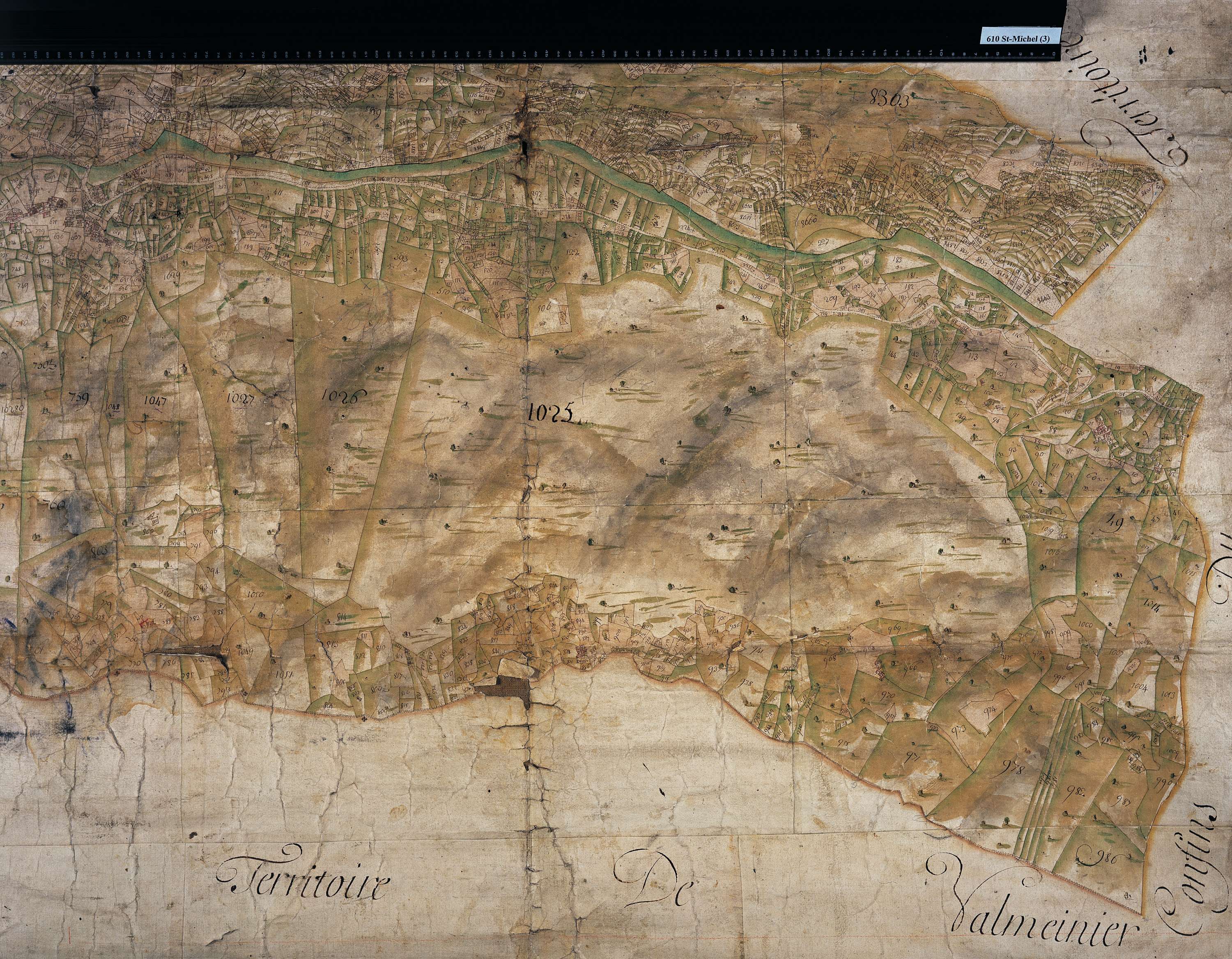 Saint-Michel-de-Maurienne - Copie de la mappe originale (plan cadastral) de la commune de Saint-Michel. Signée Cocelli ; directeur de la péréquation générale.