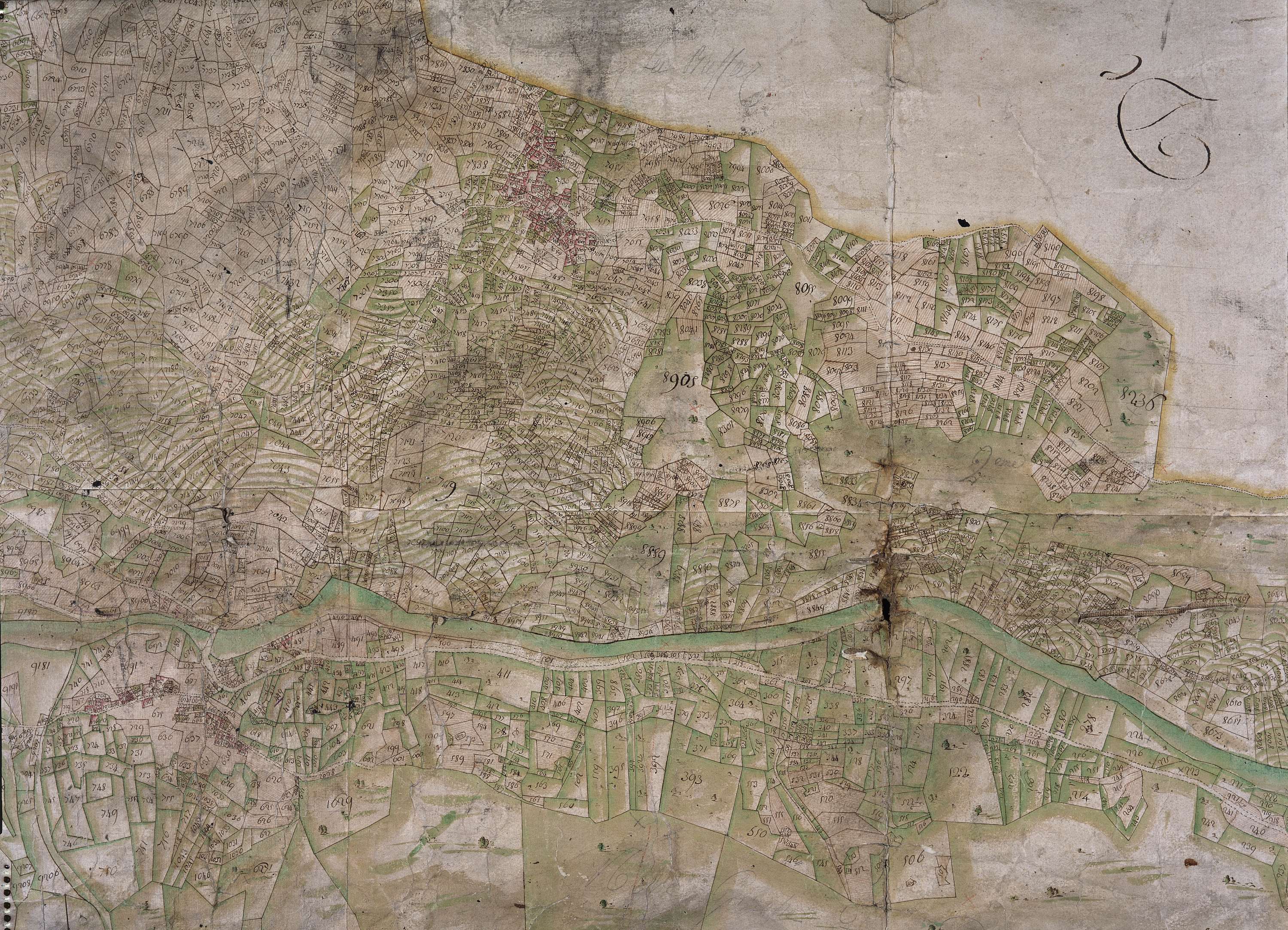 Saint-Michel-de-Maurienne - Copie de la mappe originale (plan cadastral) de la commune de Saint-Michel. Signée Cocelli ; directeur de la péréquation générale.