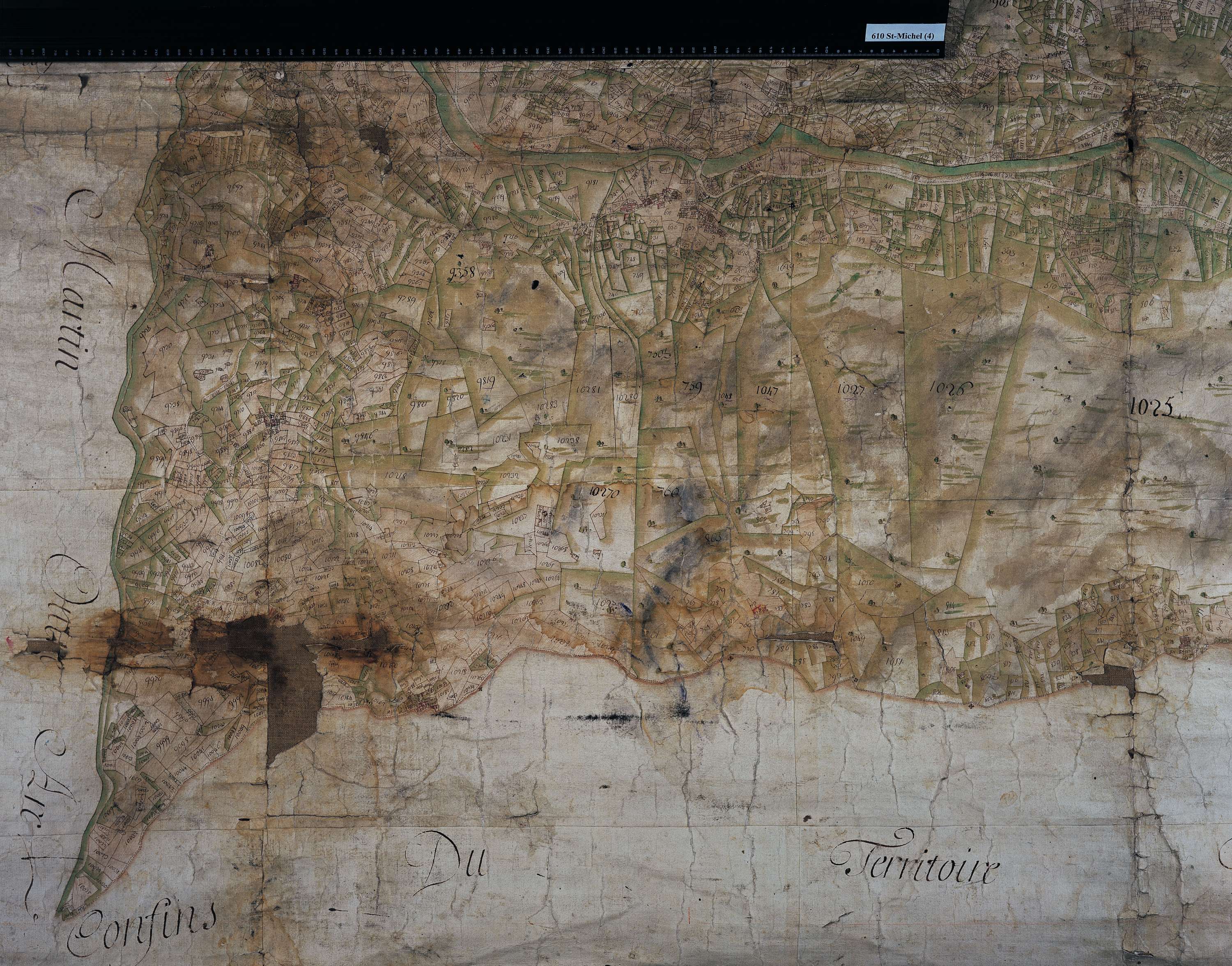 Saint-Michel-de-Maurienne - Copie de la mappe originale (plan cadastral) de la commune de Saint-Michel. Signée Cocelli ; directeur de la péréquation générale.