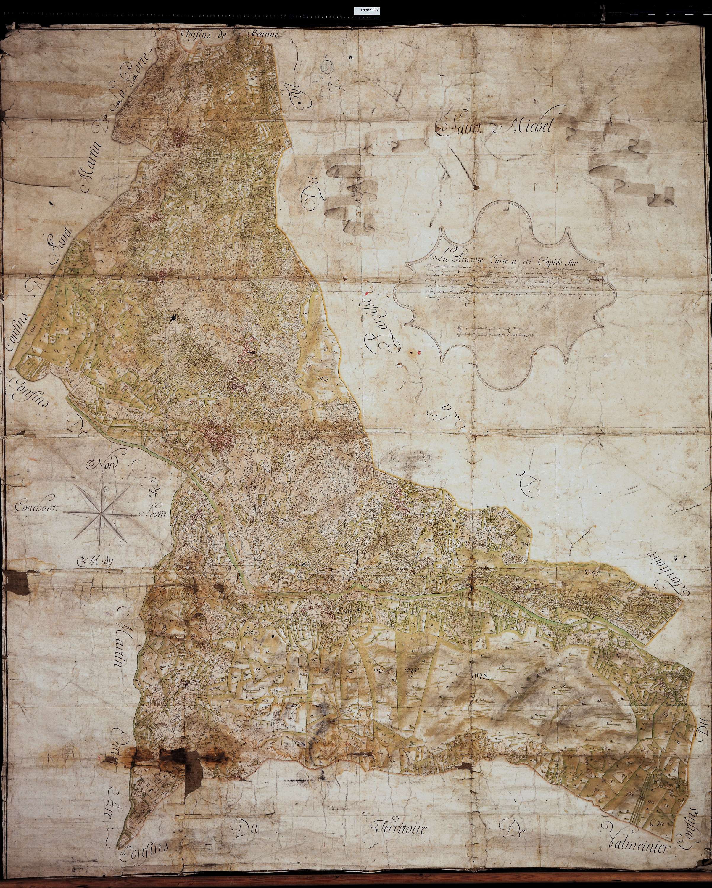 Saint-Michel-de-Maurienne - Copie de la mappe originale (plan cadastral) de la commune de Saint-Michel. Signée Cocelli ; directeur de la péréquation générale.