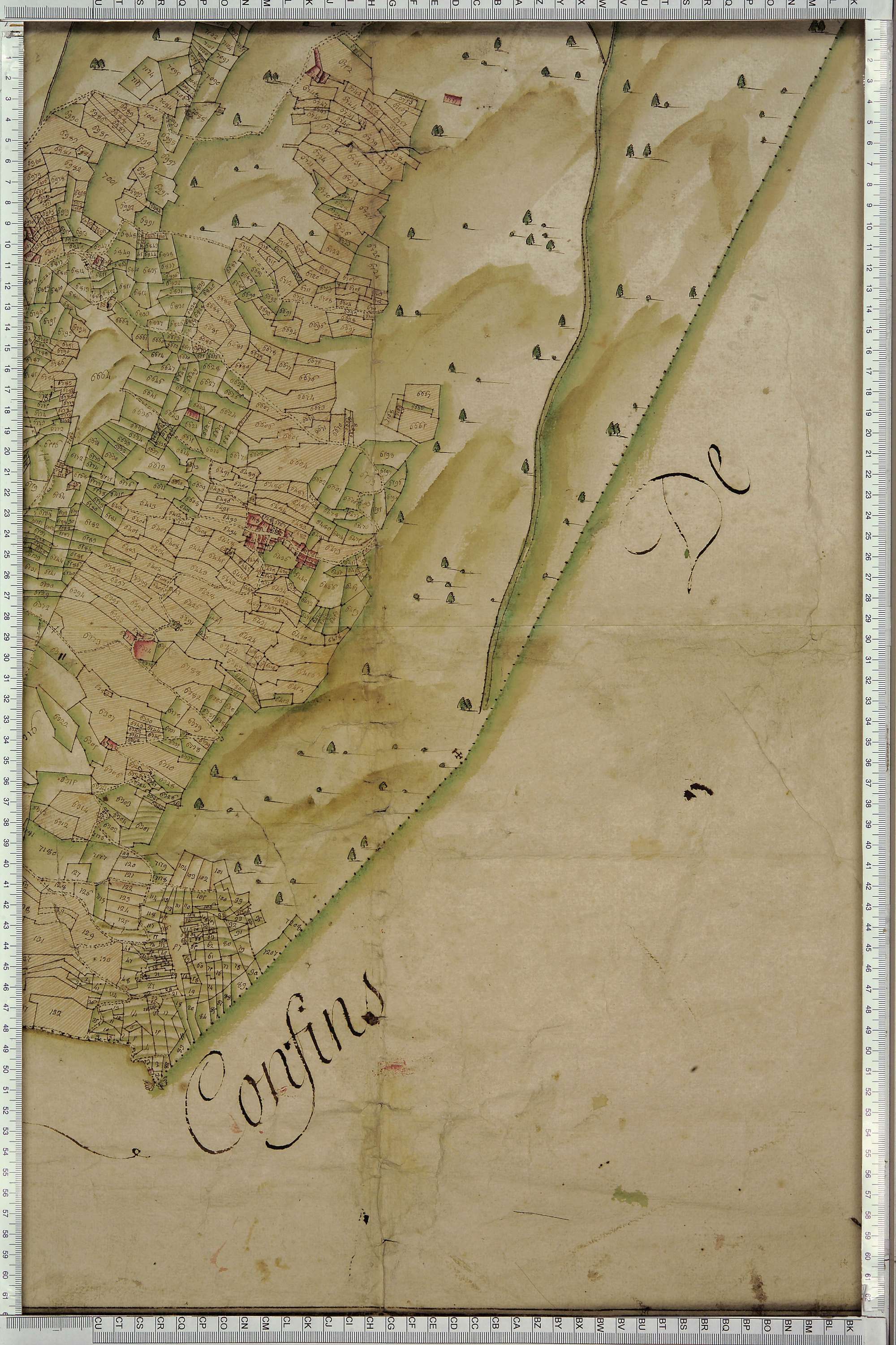 Saint-Michel-de-Maurienne - Copie de la mappe originale (plan cadastral) de la commune du Thyl. Signée Cocelli, directeur de la péréquation.