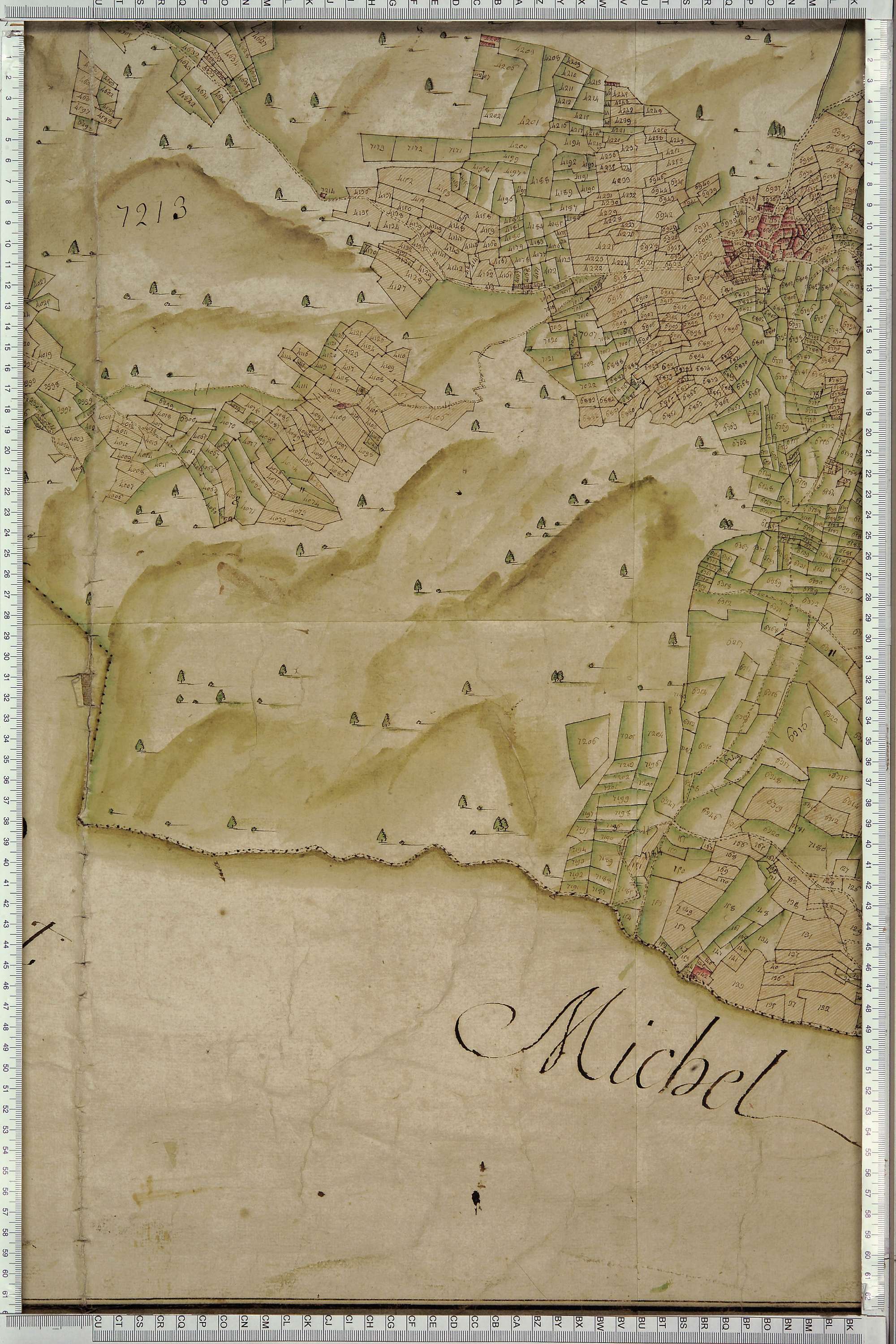 Saint-Michel-de-Maurienne - Copie de la mappe originale (plan cadastral) de la commune du Thyl. Signée Cocelli, directeur de la péréquation.