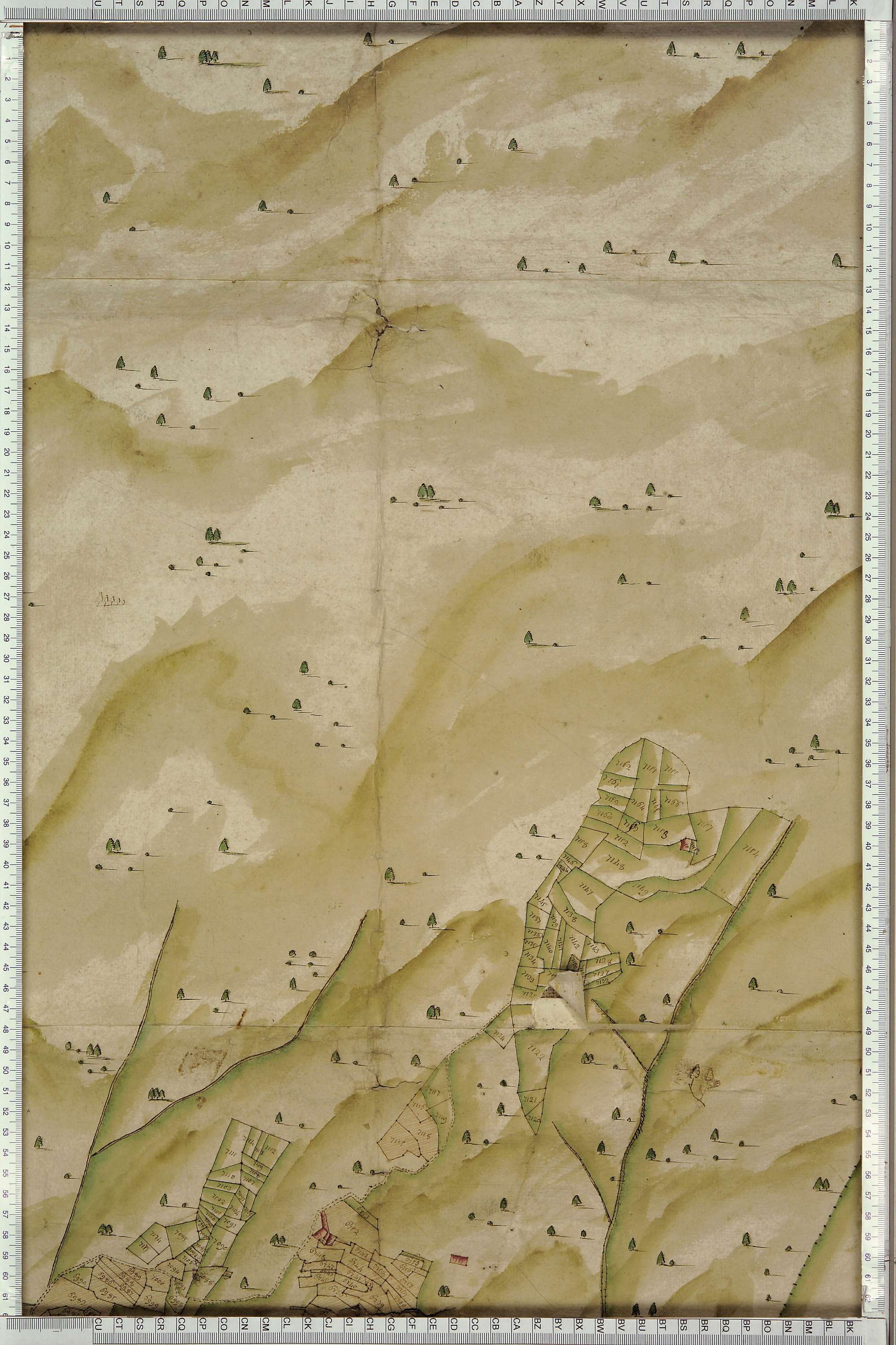 Saint-Michel-de-Maurienne - Copie de la mappe originale (plan cadastral) de la commune du Thyl. Signée Cocelli, directeur de la péréquation.