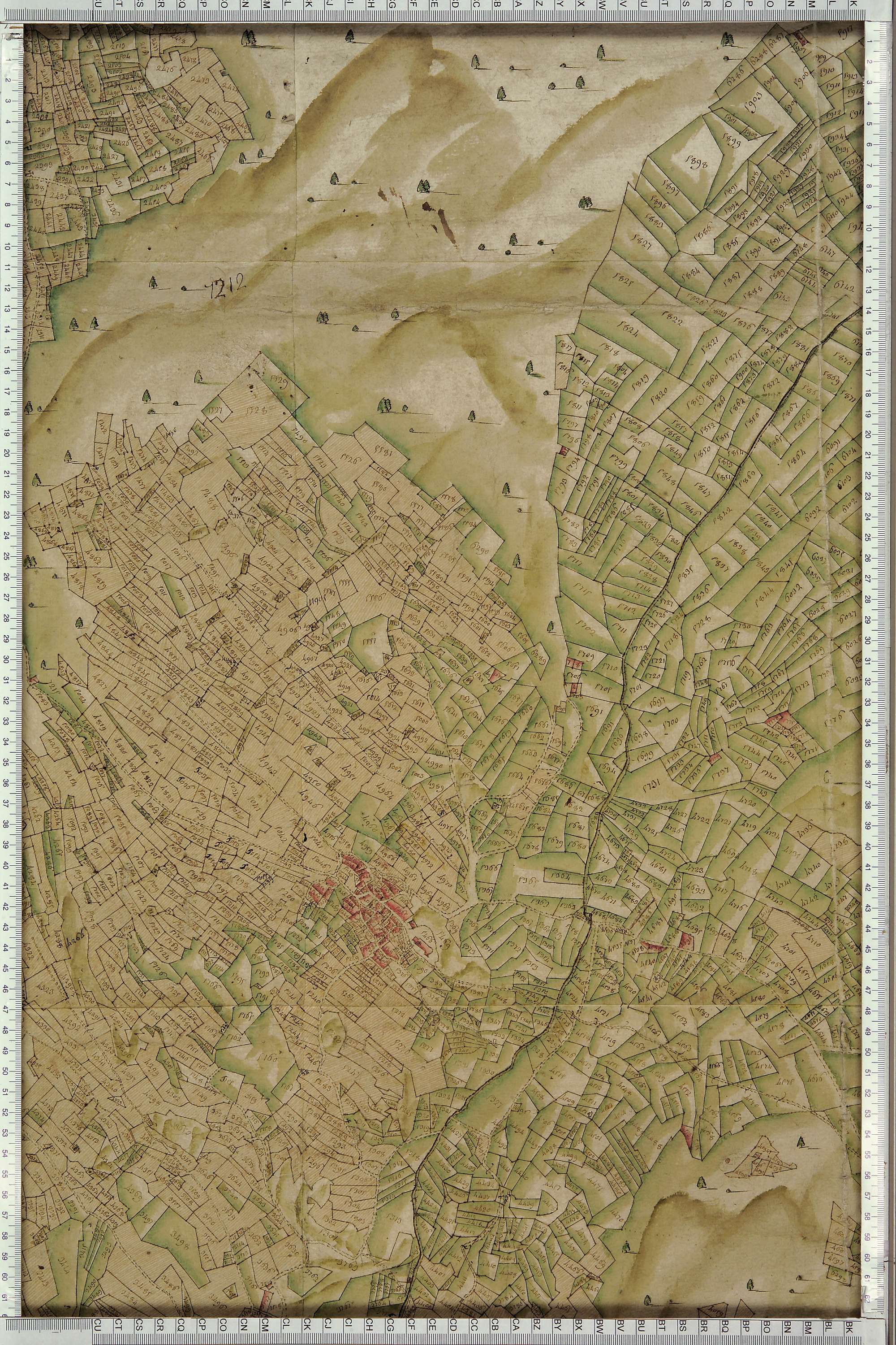 Saint-Michel-de-Maurienne - Copie de la mappe originale (plan cadastral) de la commune du Thyl. Signée Cocelli, directeur de la péréquation.