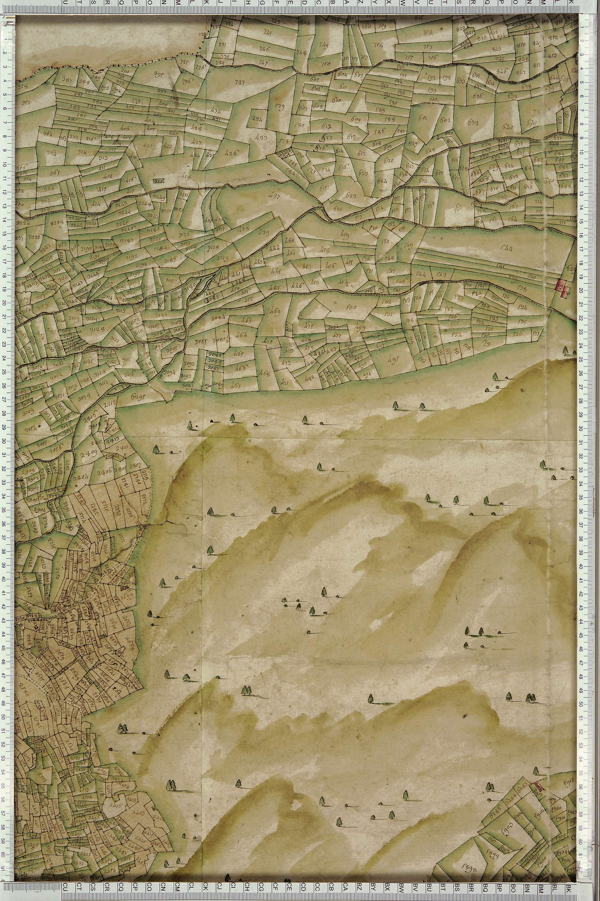 Saint-Michel-de-Maurienne - Copie de la mappe originale (plan cadastral) de la commune du Thyl. Signée Cocelli, directeur de la péréquation.