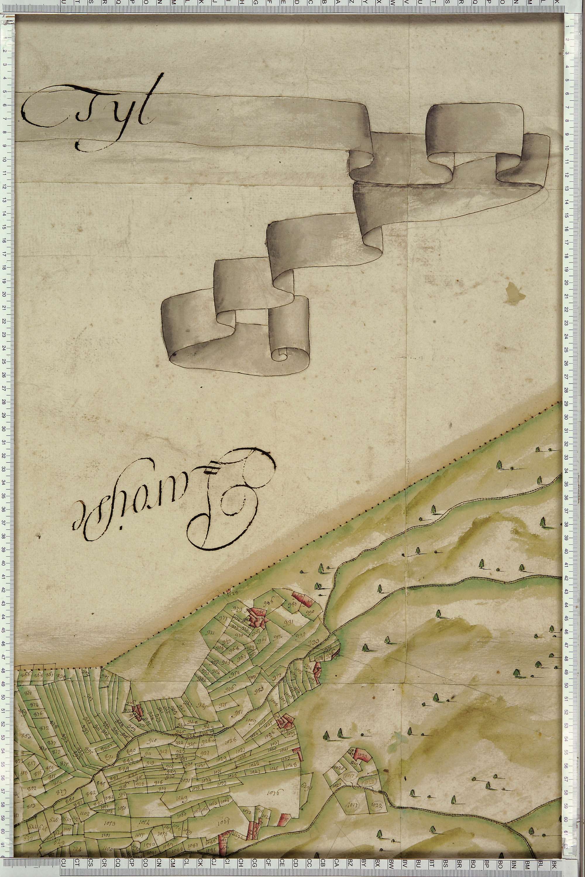 Saint-Michel-de-Maurienne - Copie de la mappe originale (plan cadastral) de la commune du Thyl. Signée Cocelli, directeur de la péréquation.