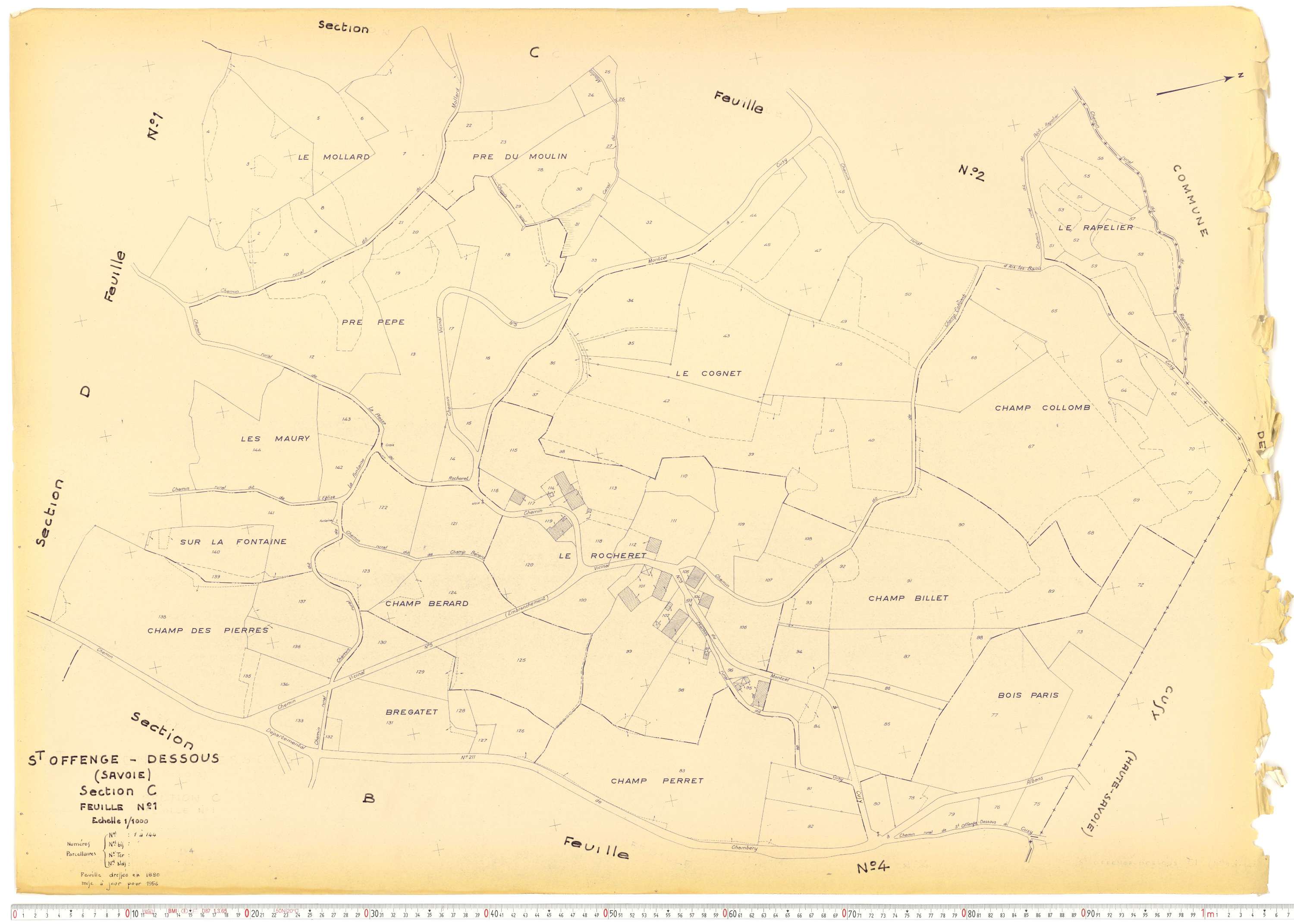 Saint-Offenge-Dessous - Cadastre rénové, version de travail (1956).