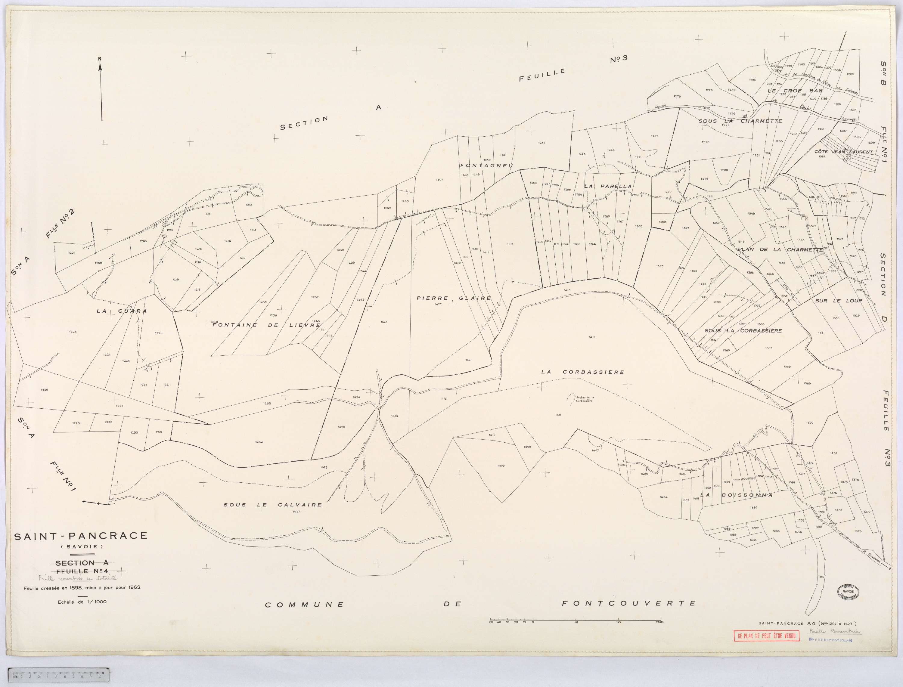 Saint-Pancrace - Cadastre rénové, version définitive, et remembré, version de travail (1962).