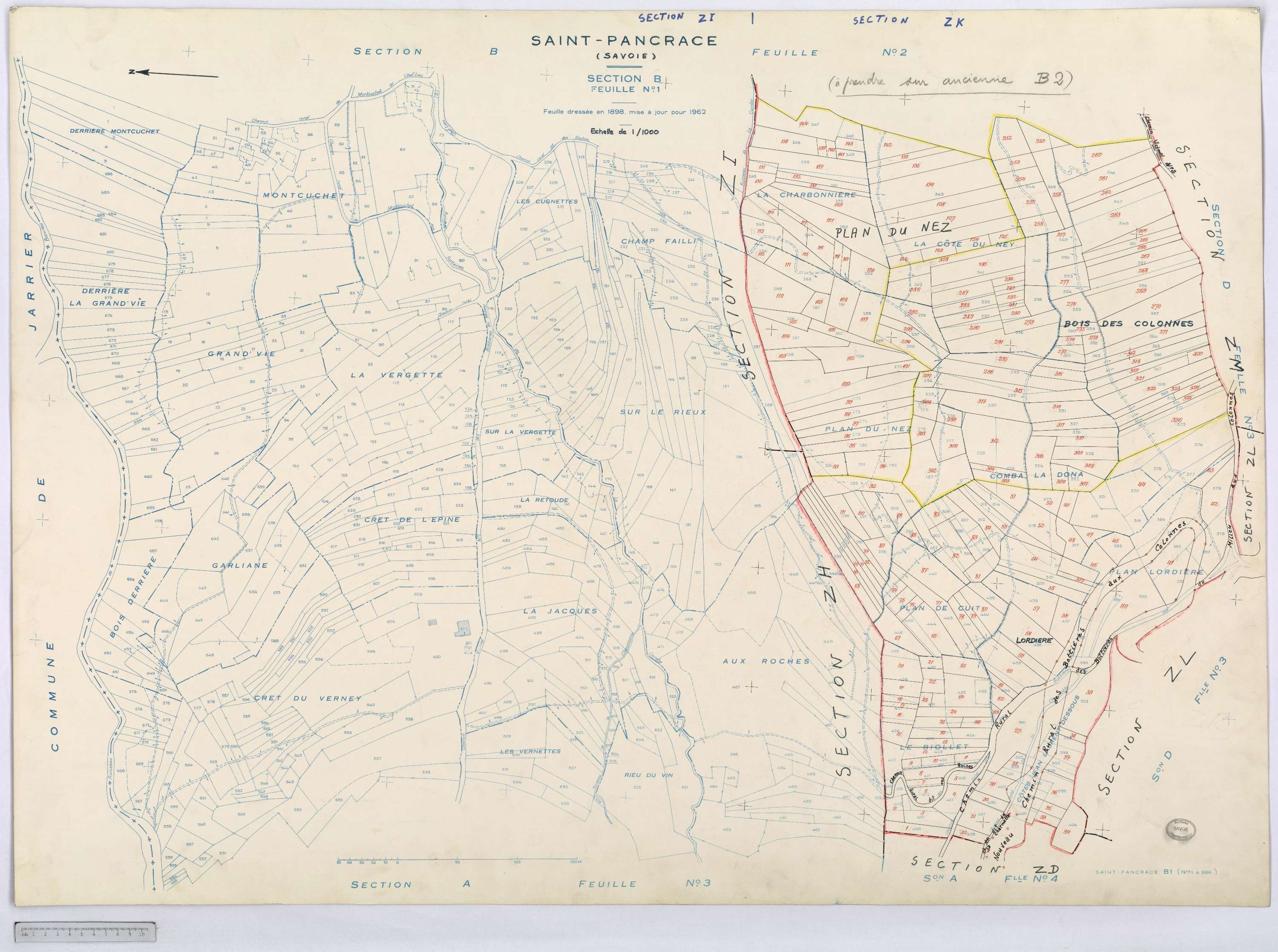 Saint-Pancrace - Cadastre rénové, version définitive, et remembré, version de travail (1962).