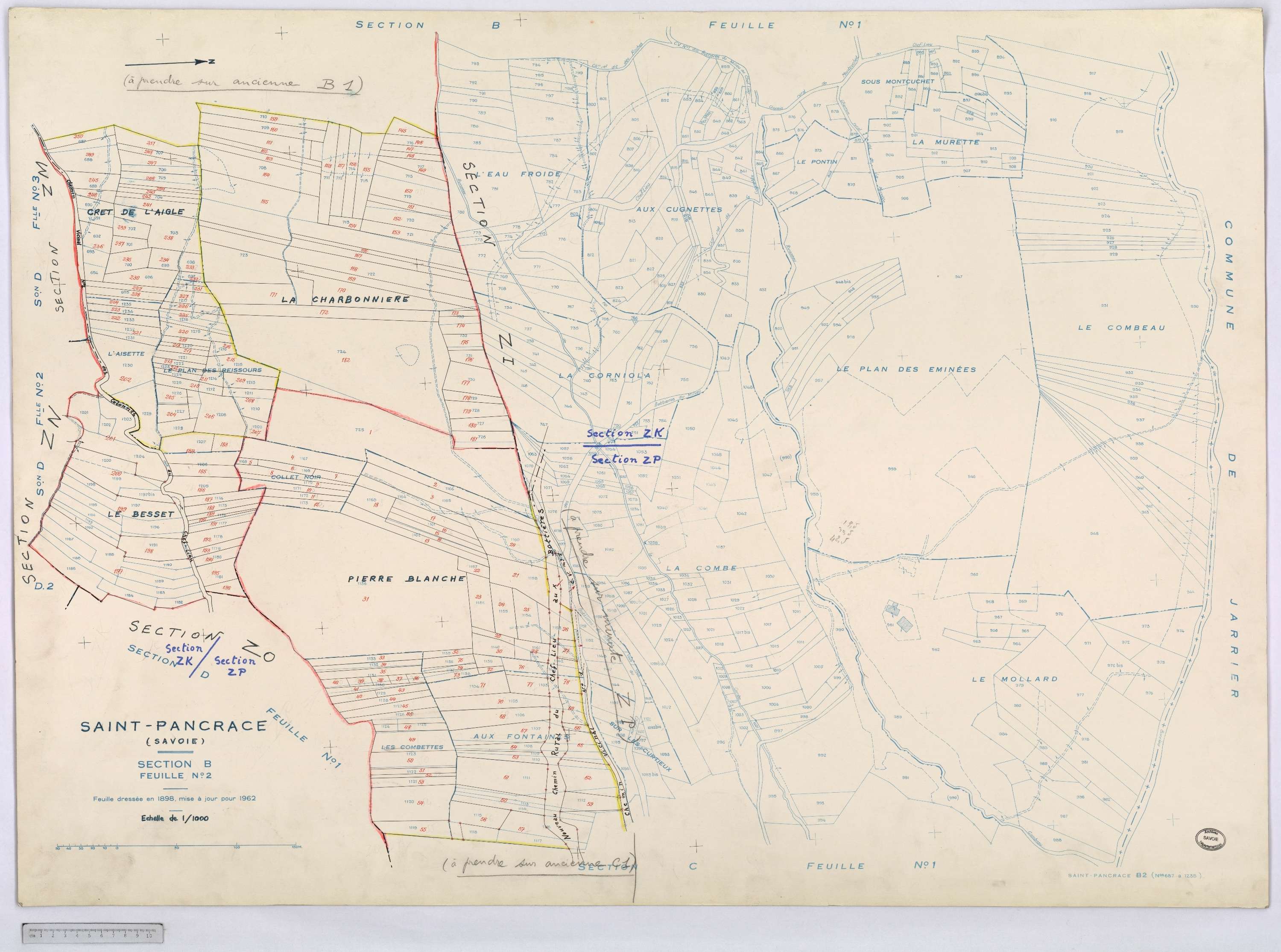 Saint-Pancrace - Cadastre rénové, version définitive, et remembré, version de travail (1962).