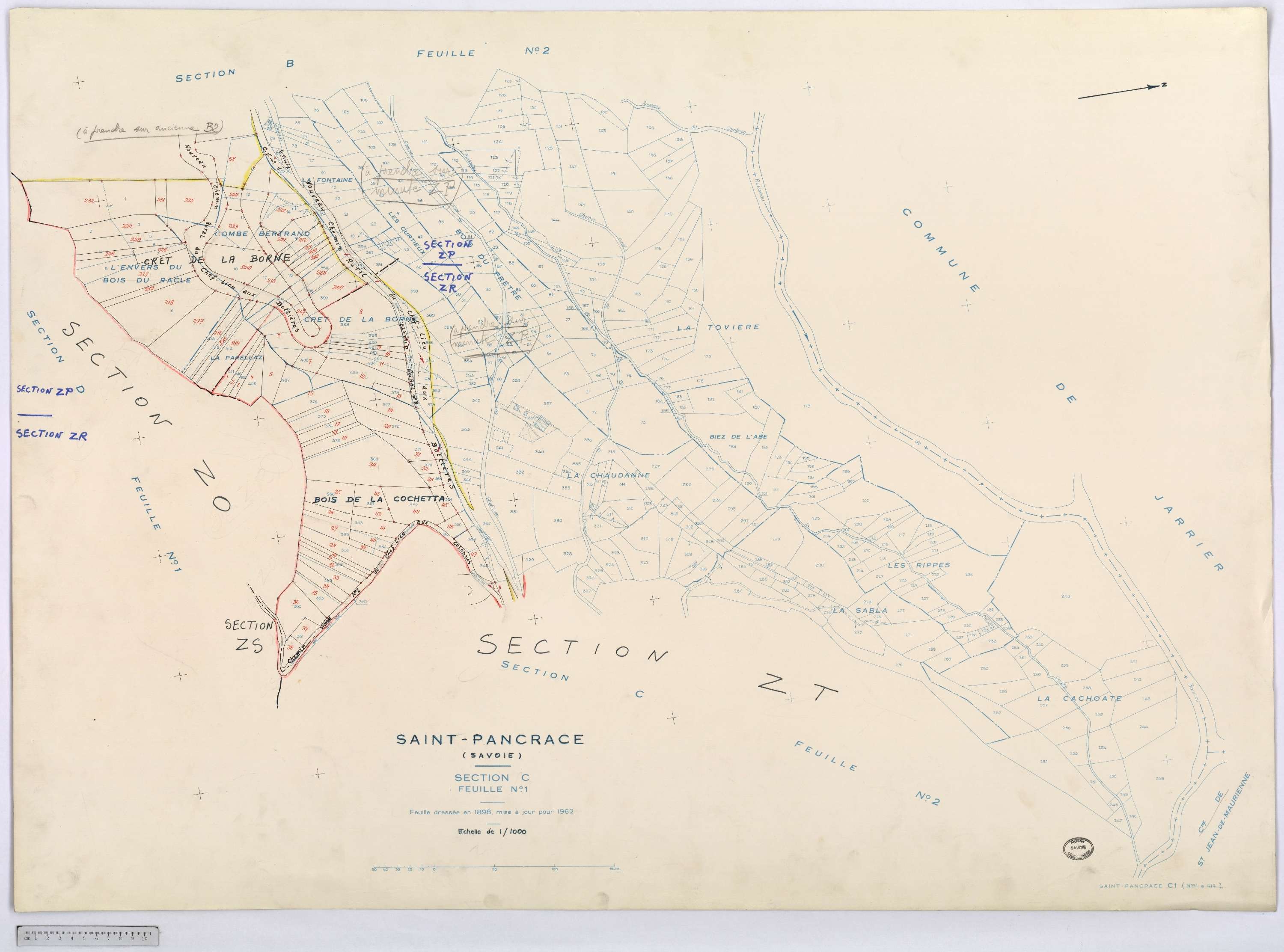 Saint-Pancrace - Cadastre rénové, version définitive, et remembré, version de travail (1962).