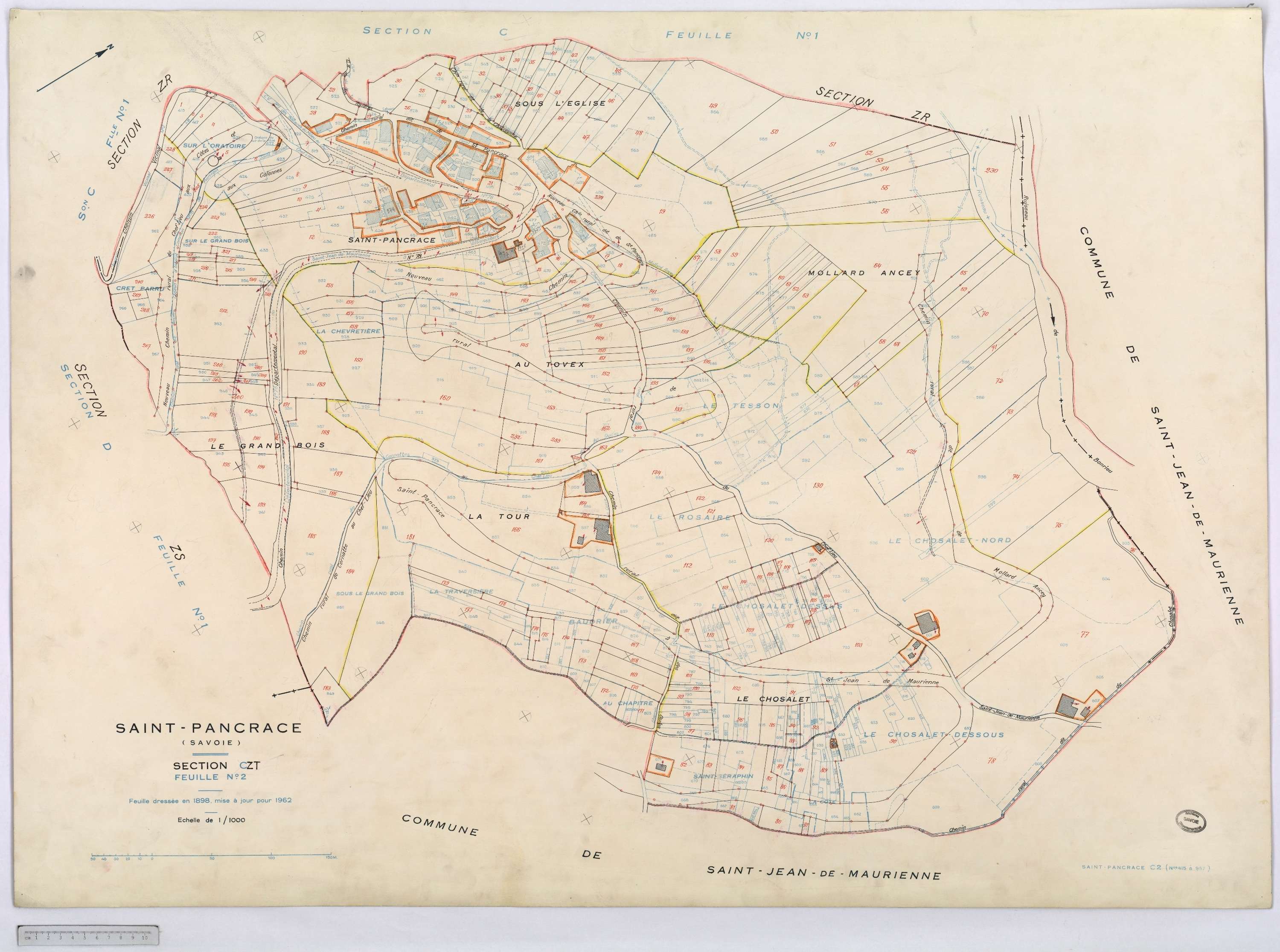 Saint-Pancrace - Cadastre rénové, version définitive, et remembré, version de travail (1962).