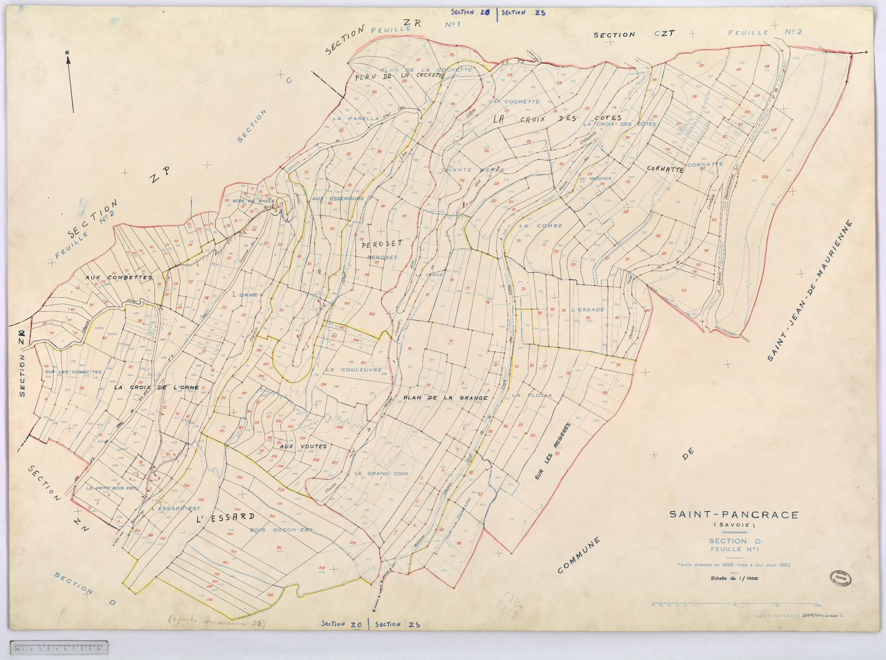 Saint-Pancrace - Cadastre rénové, version définitive, et remembré, version de travail (1962).