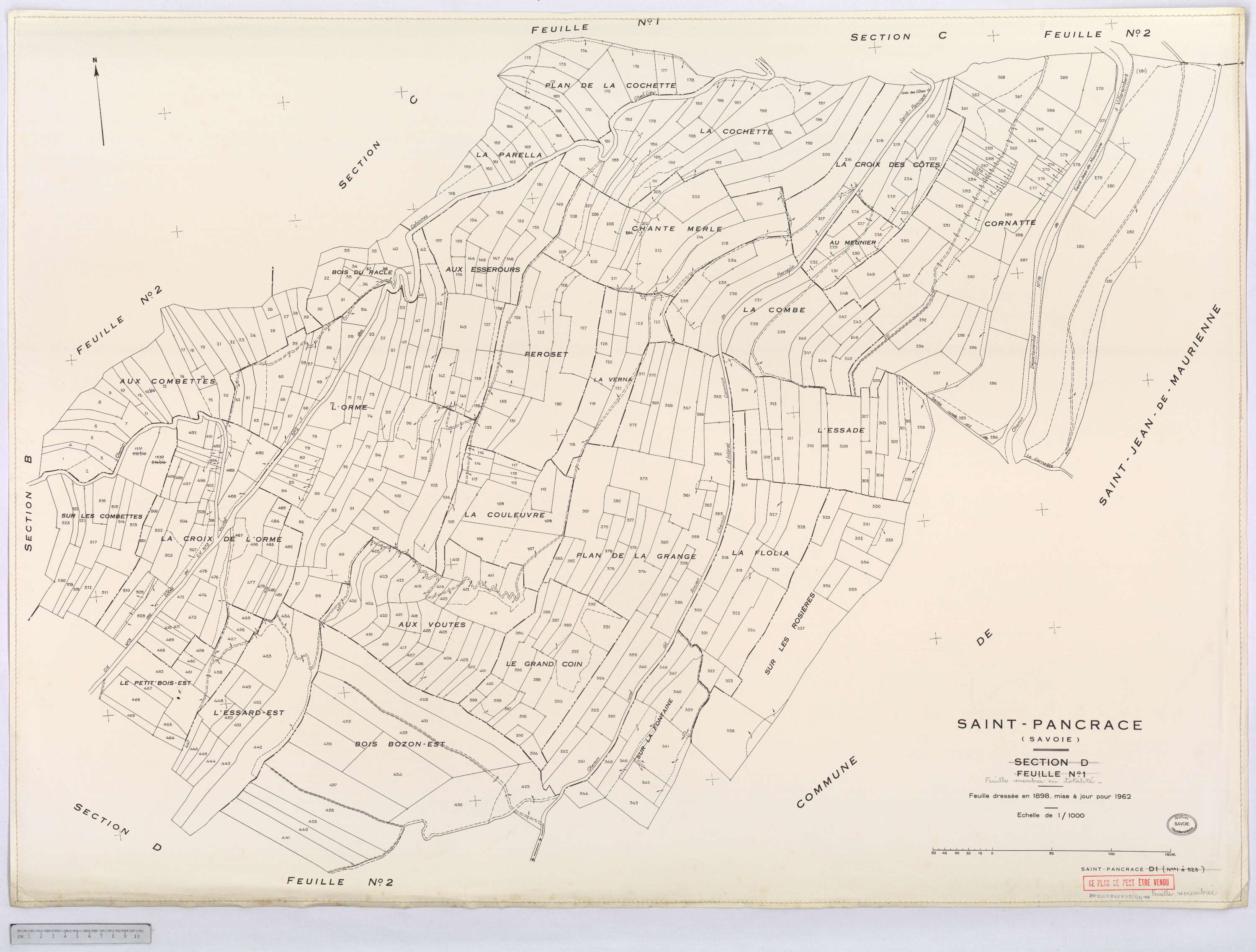 Saint-Pancrace - Cadastre rénové, version définitive, et remembré, version de travail (1962).
