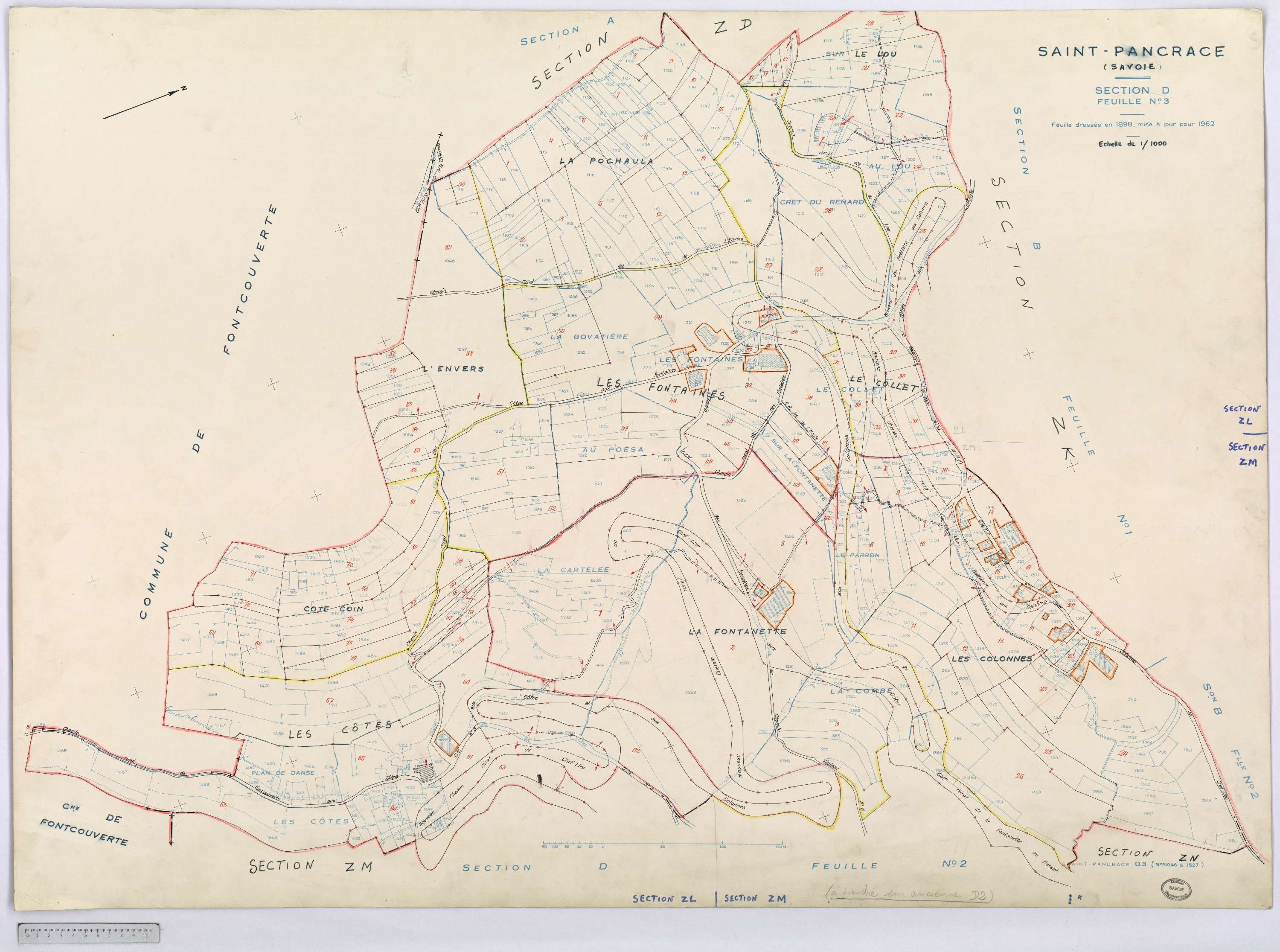 Saint-Pancrace - Cadastre rénové, version définitive, et remembré, version de travail (1962).