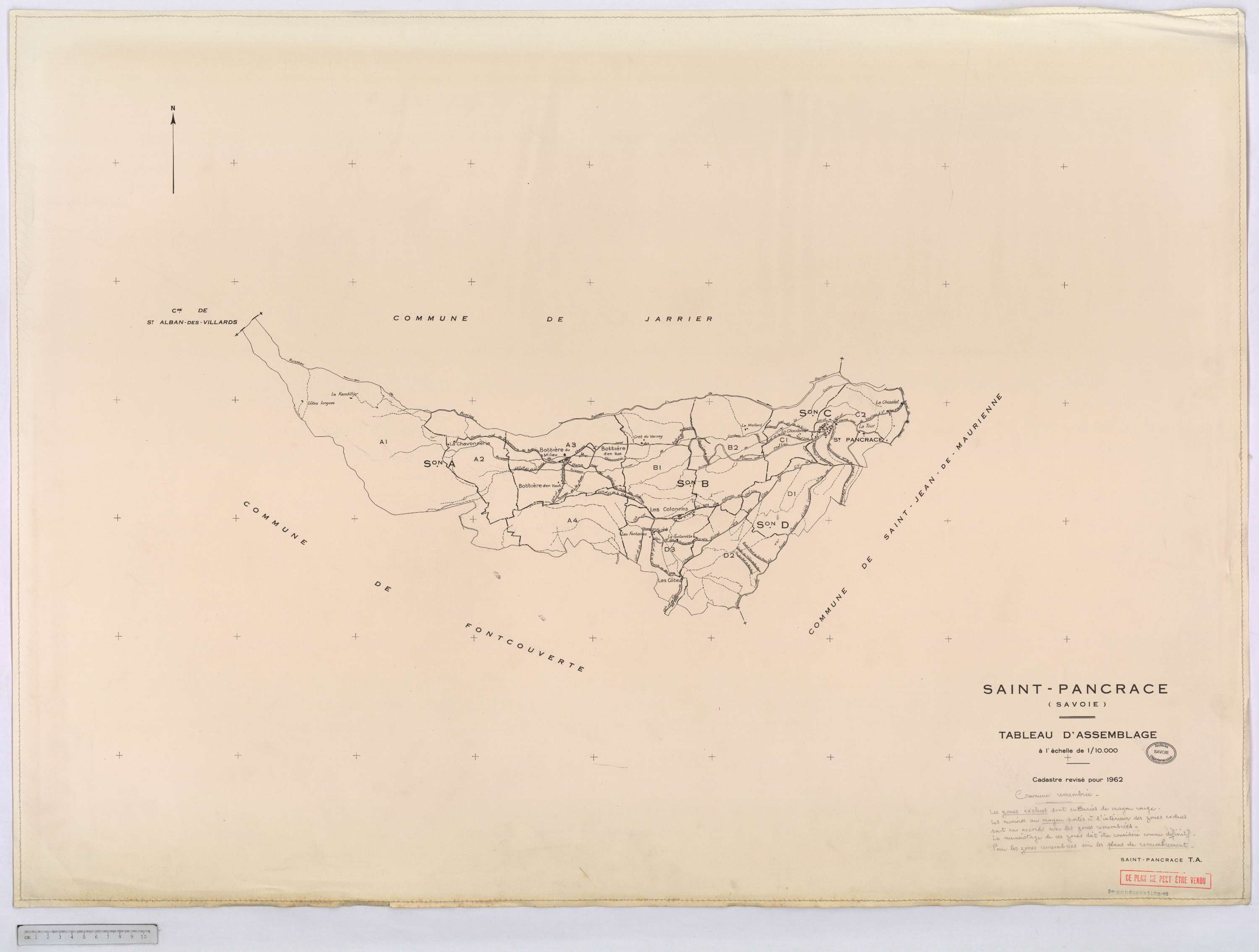 Saint-Pancrace - Cadastre rénové, version définitive, et remembré, version de travail (1962).