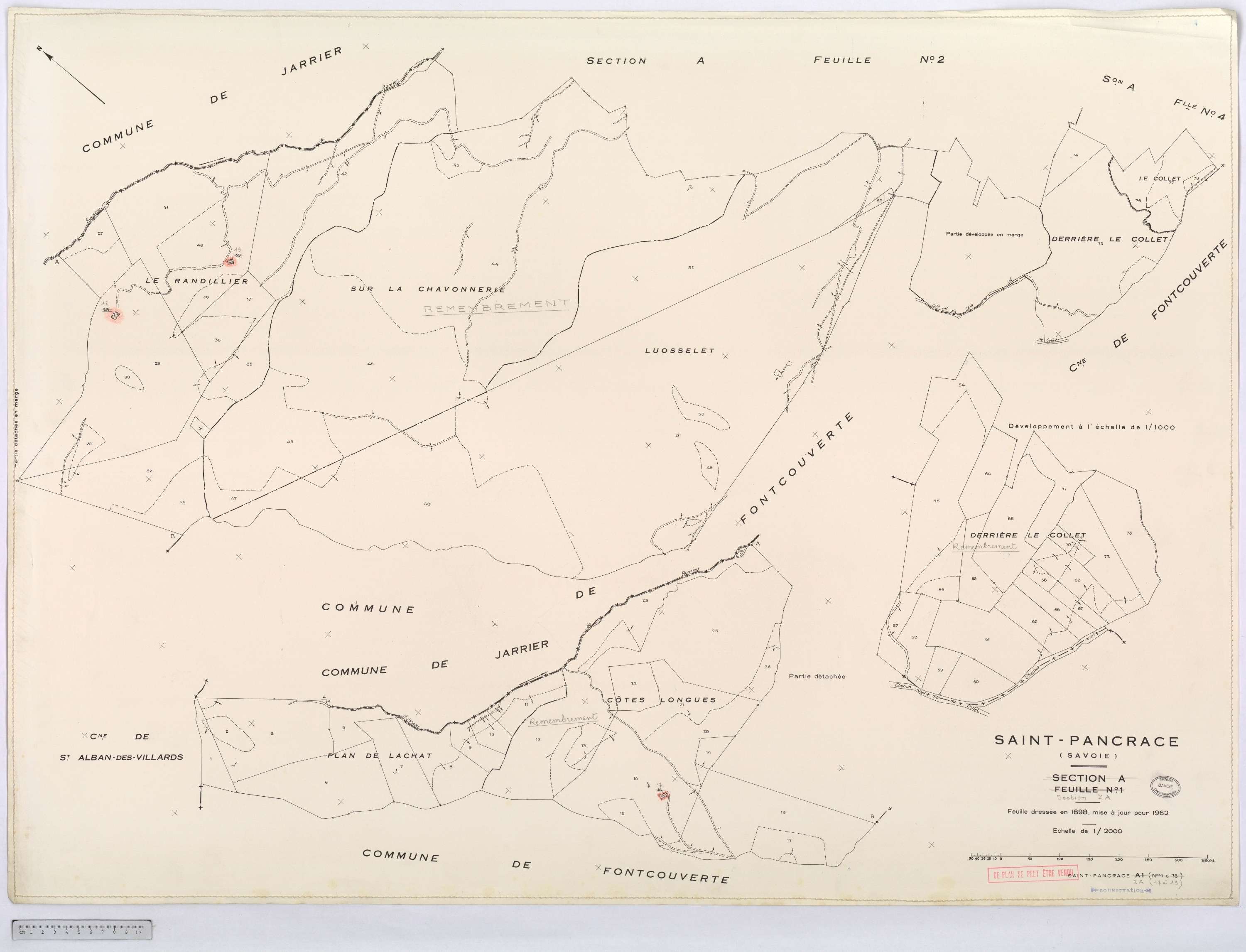 Saint-Pancrace - Cadastre rénové, version définitive, et remembré, version de travail (1962).