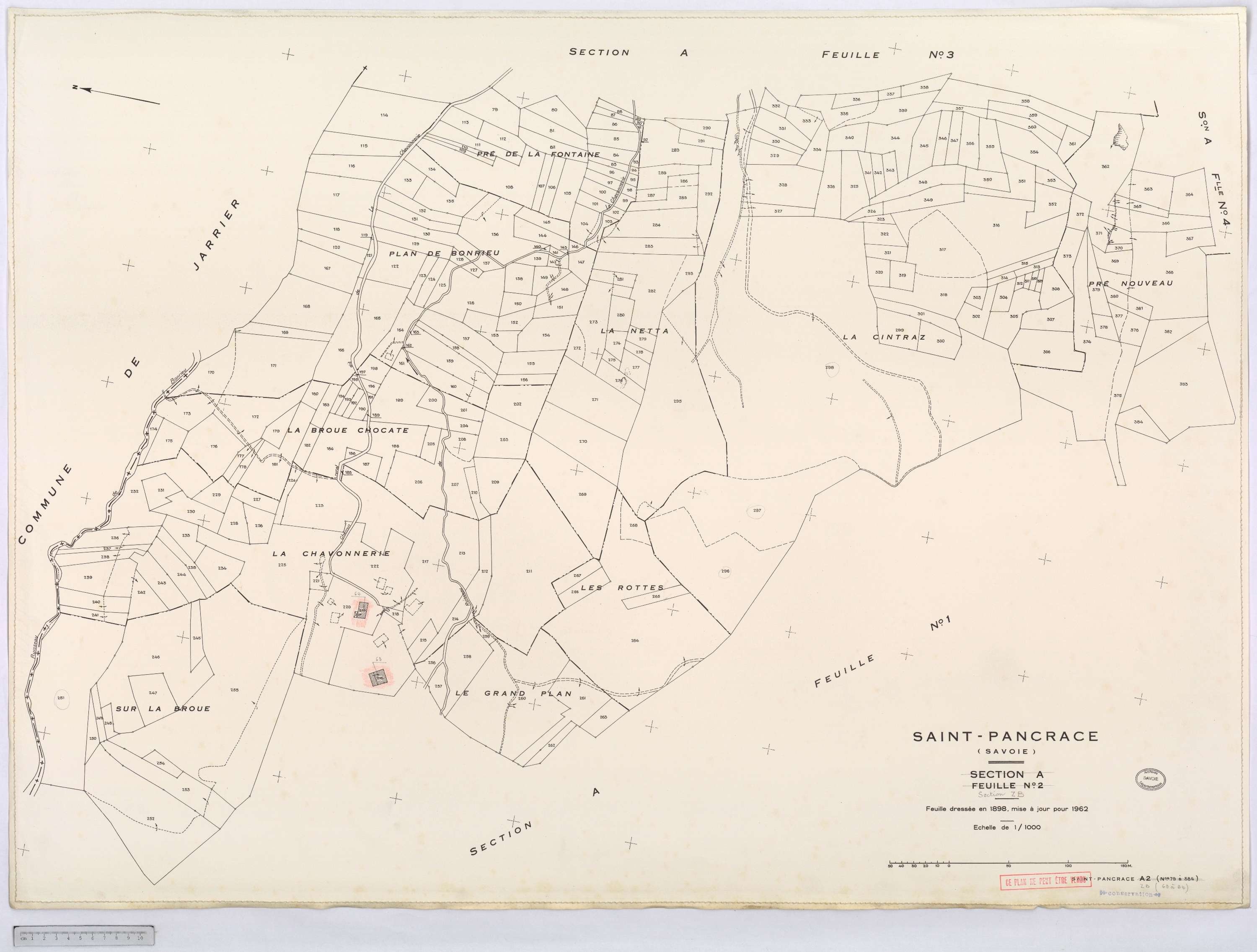 Saint-Pancrace - Cadastre rénové, version définitive, et remembré, version de travail (1962).