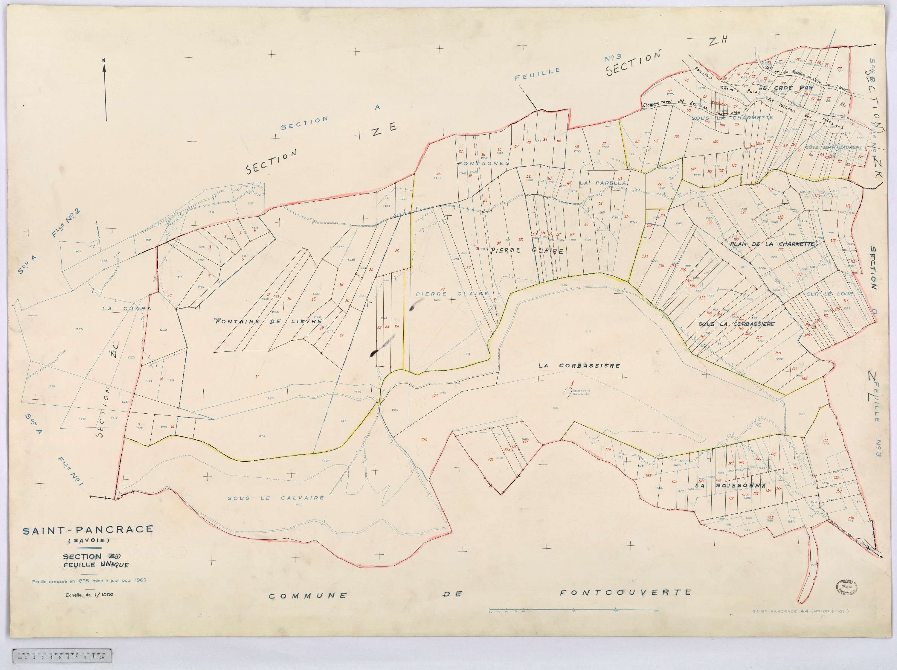 Saint-Pancrace - Cadastre rénové, version définitive, et remembré, version de travail (1962).