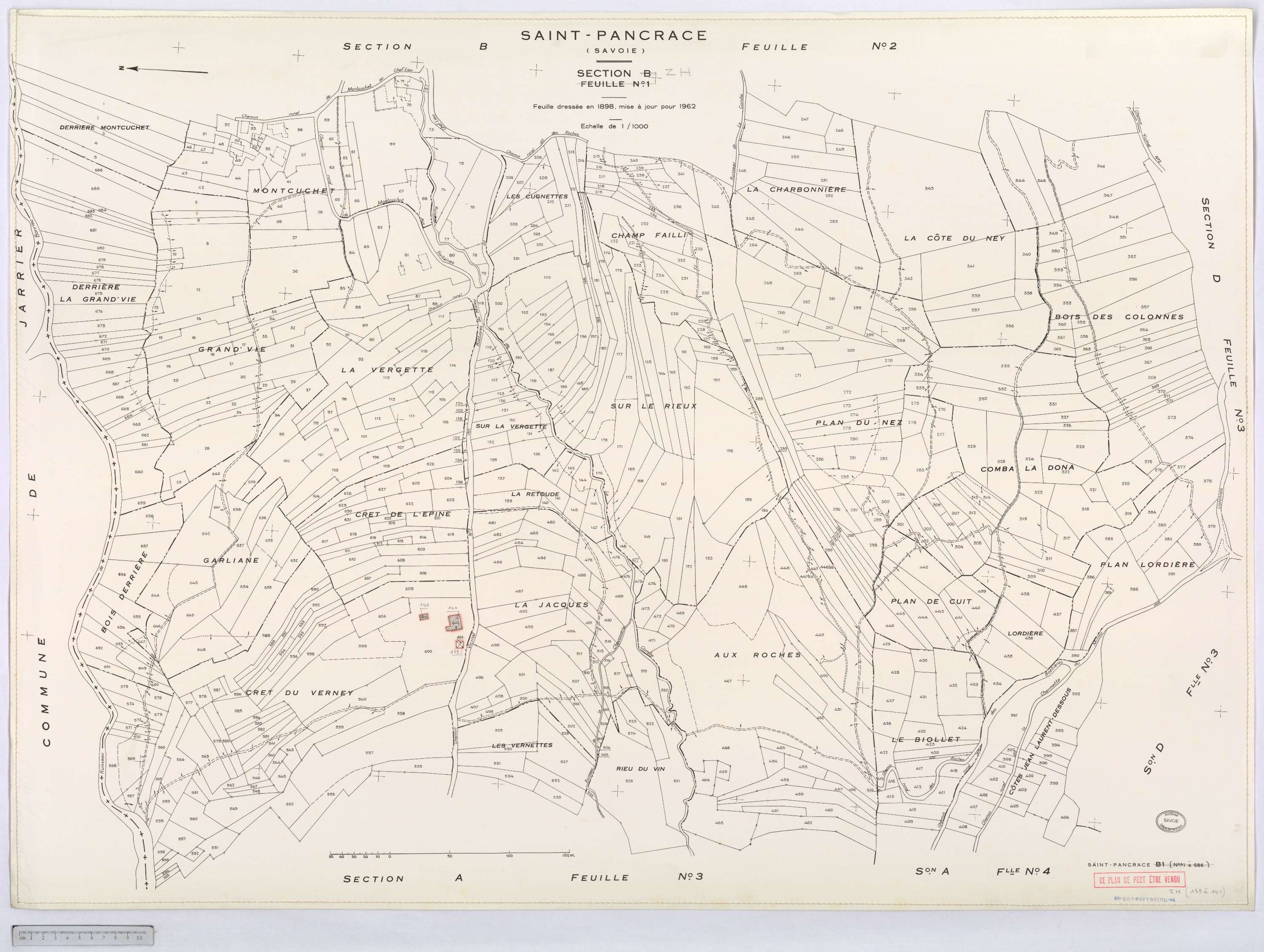 Saint-Pancrace - Cadastre rénové, version définitive, et remembré, version de travail (1962).