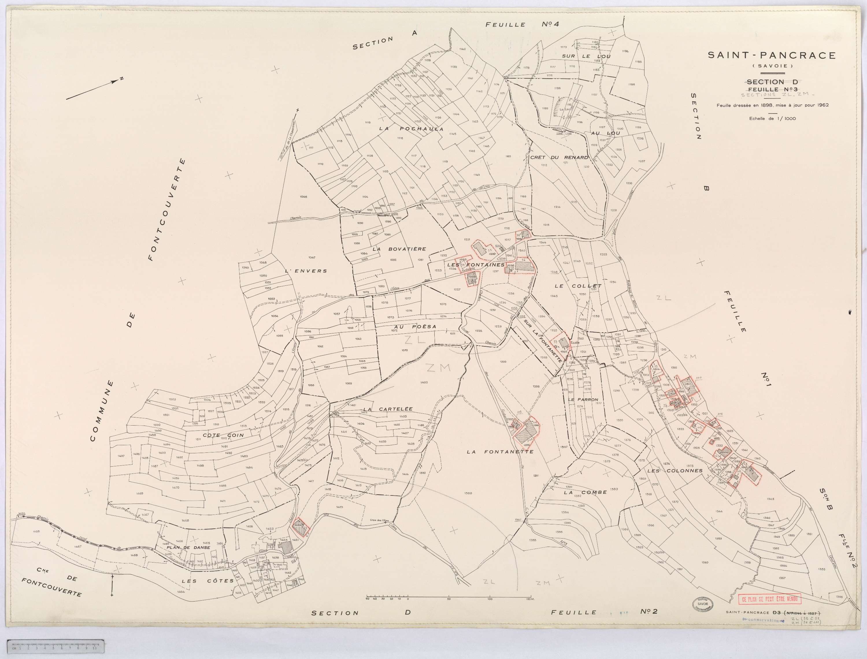 Saint-Pancrace - Cadastre rénové, version définitive, et remembré, version de travail (1962).