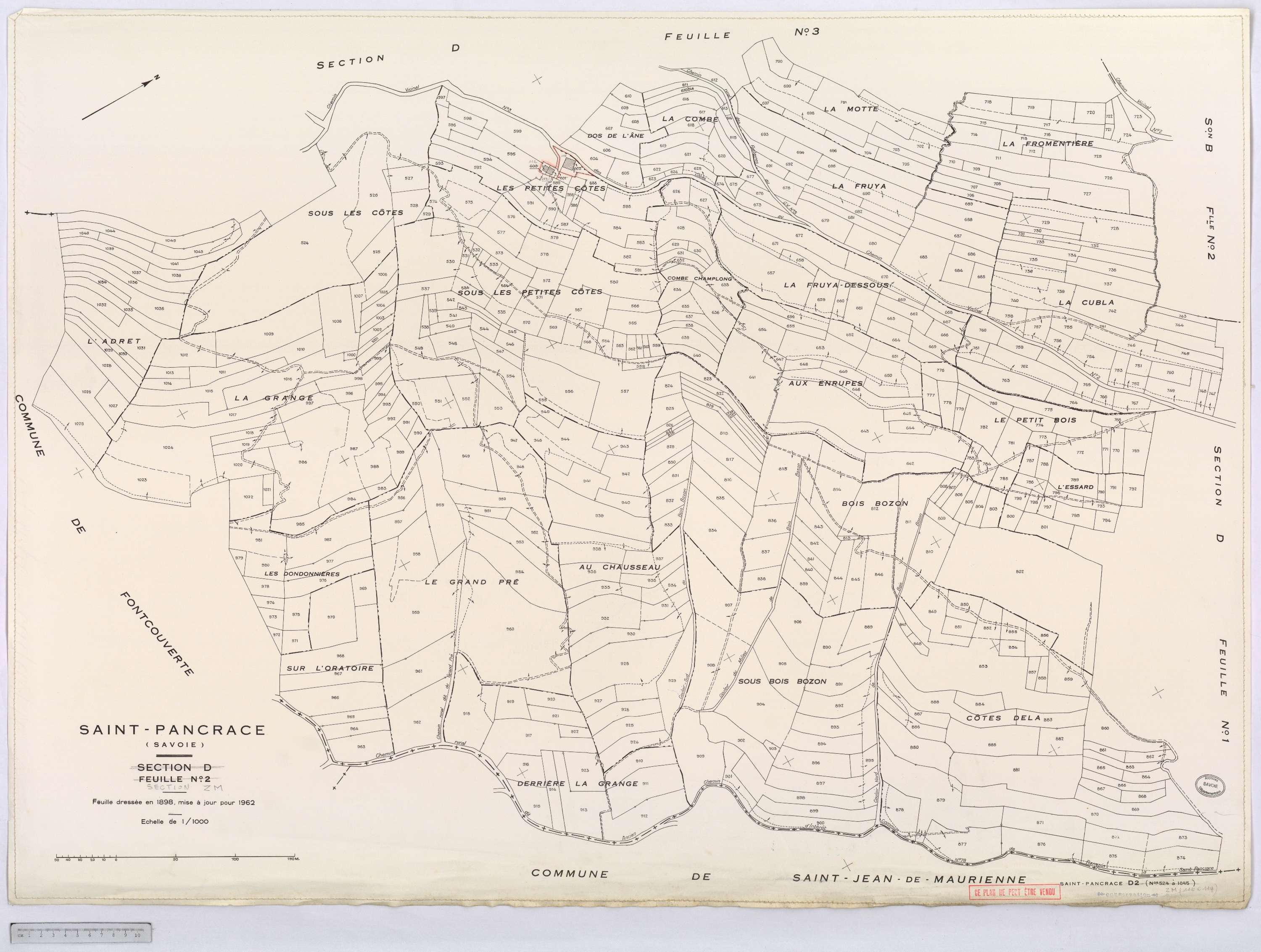 Saint-Pancrace - Cadastre rénové, version définitive, et remembré, version de travail (1962).