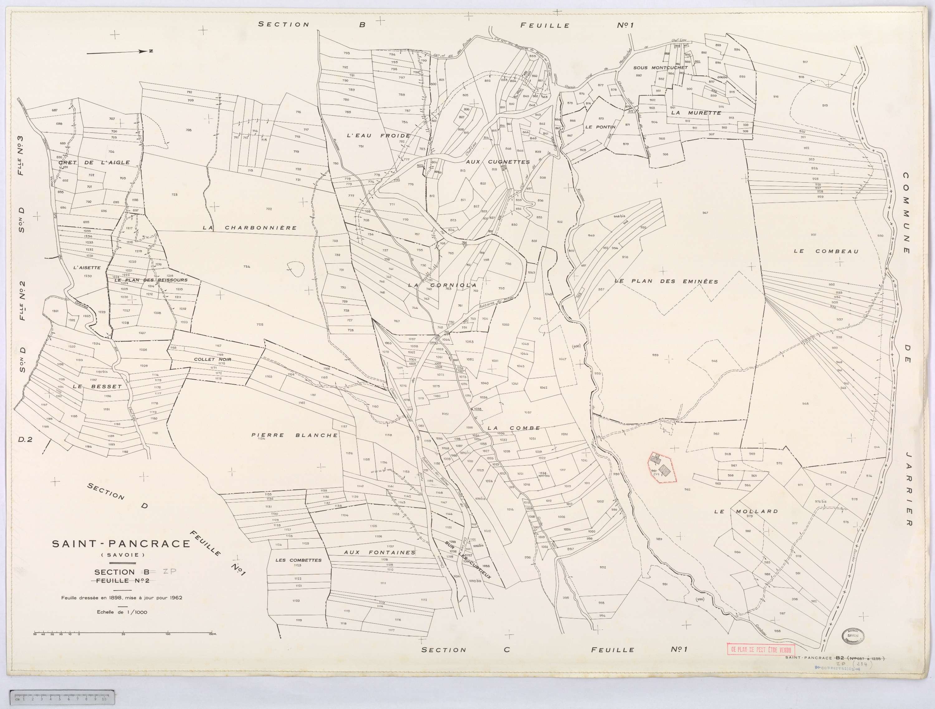 Saint-Pancrace - Cadastre rénové, version définitive, et remembré, version de travail (1962).