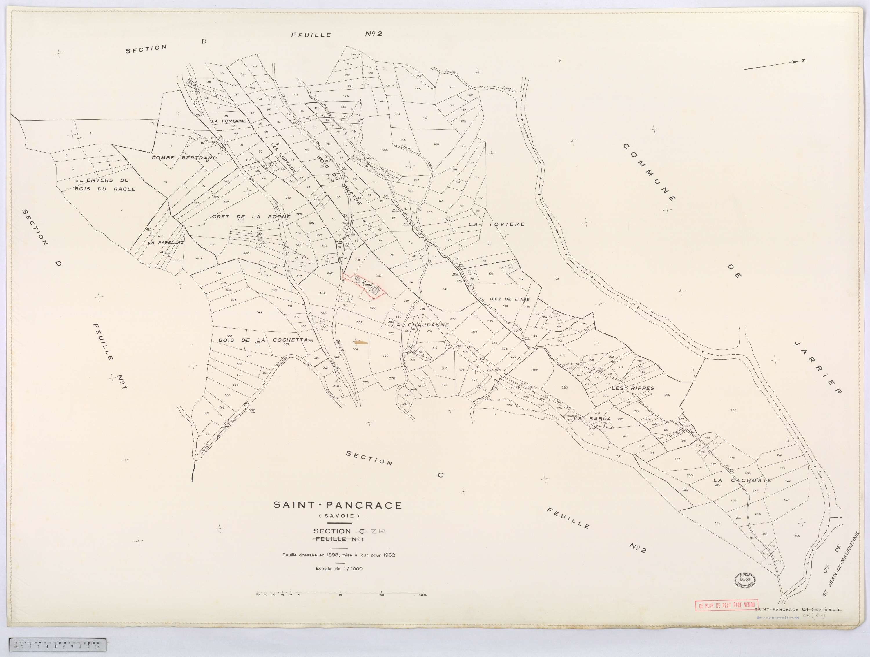 Saint-Pancrace - Cadastre rénové, version définitive, et remembré, version de travail (1962).