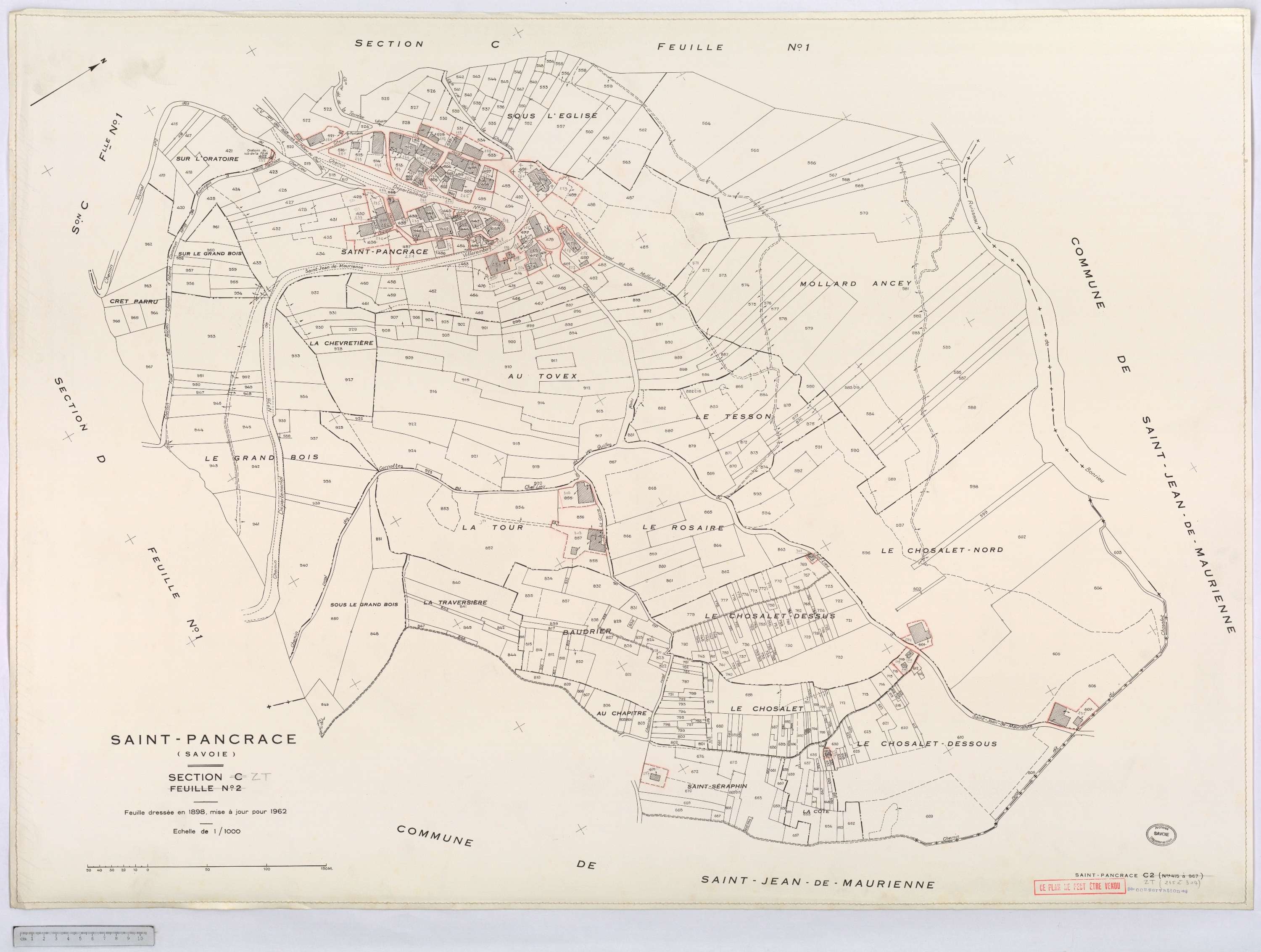 Saint-Pancrace - Cadastre rénové, version définitive, et remembré, version de travail (1962).