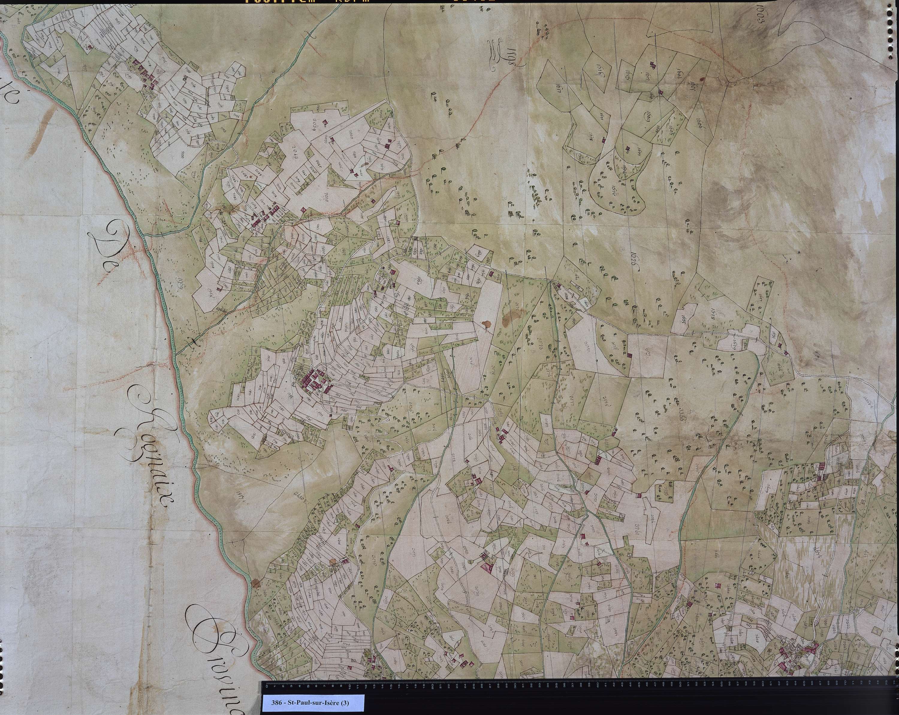 Saint-Paul-sur-Isère - Copie de la mappe originale (plan cadastral) de la commune de Saint-Paul-sous-Conflans. Signée Cocelli, directeur de la péréquation générale.